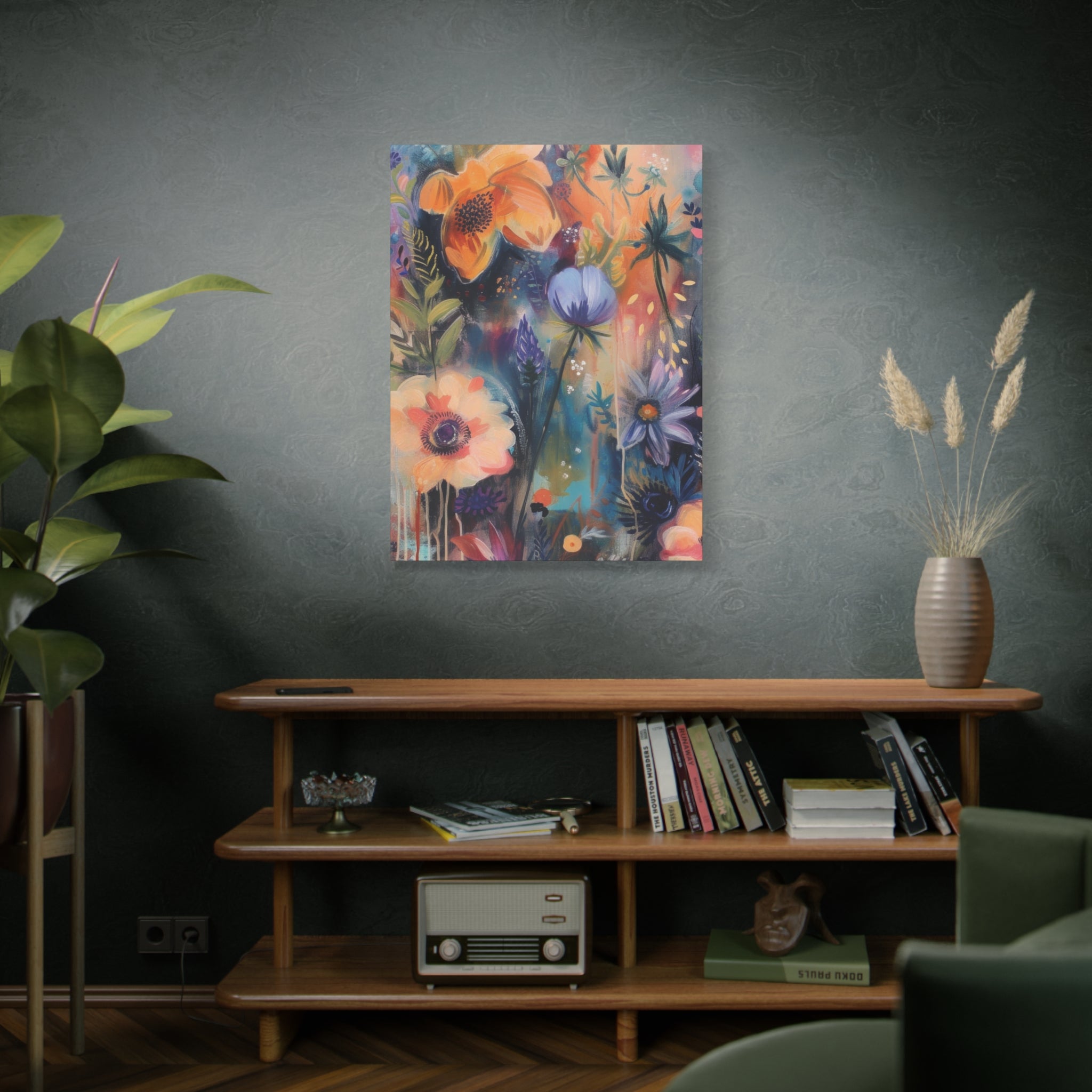Boho Floral Wall Art Matte Canvas Stretched, Vibrant Botanical Design, Perfect for Living Room, Bedroom, or Office Decor, Adds a Stylish Touch to Any Space1.25" - MRSBYVALLE