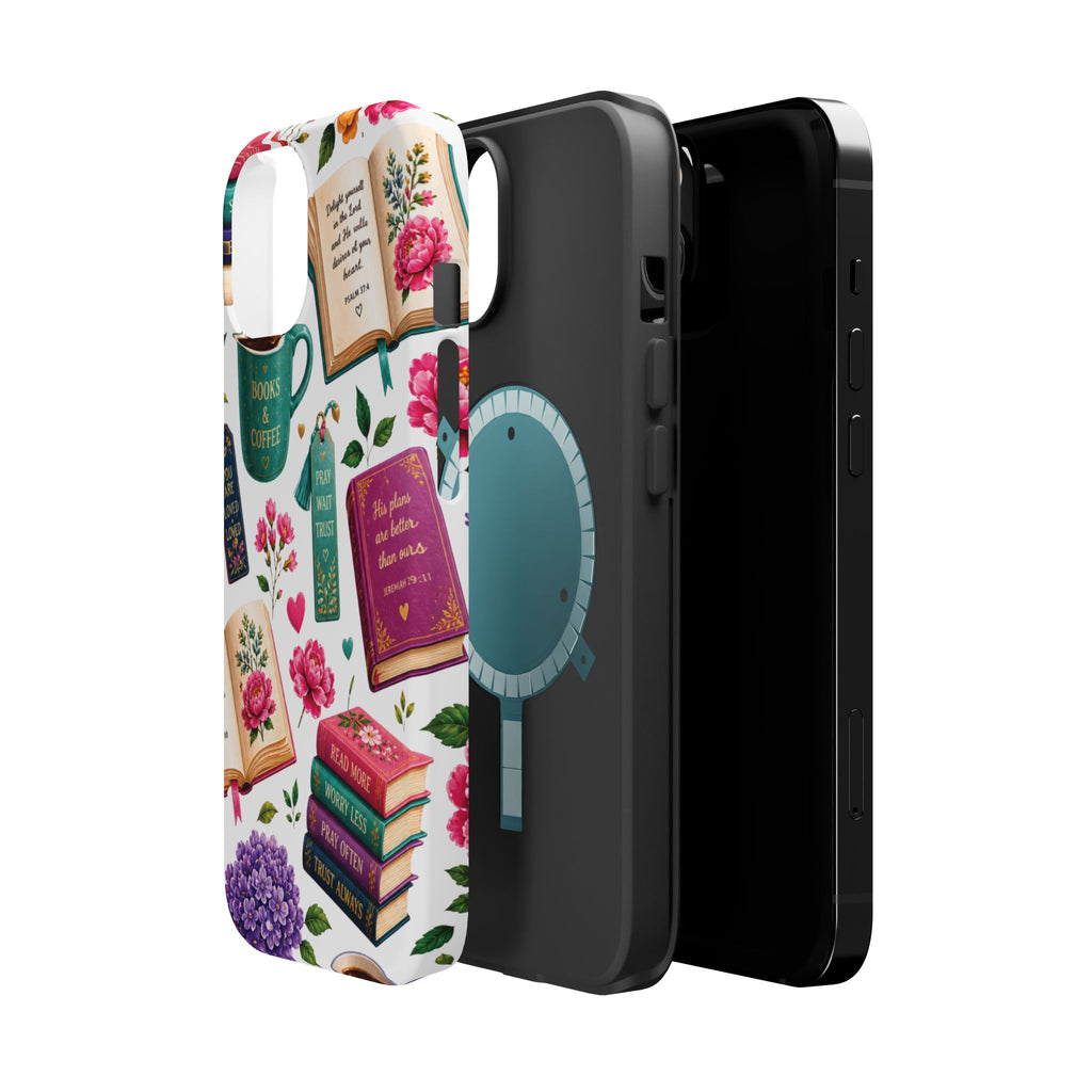Christian Books & Coffee Phone Case — Magnetic Impact-Resistant Christian Gift