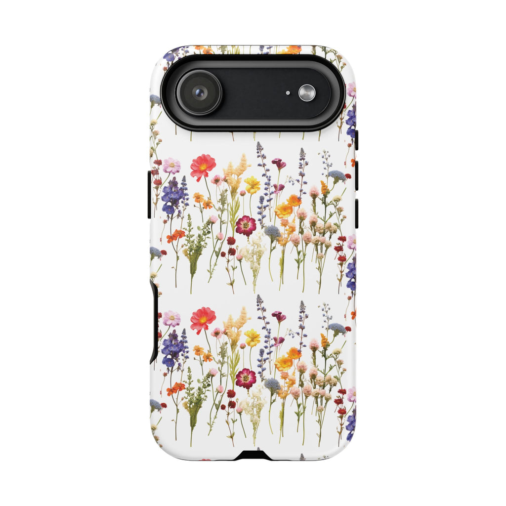 White Best Phone Case Press Flowers Floral 3D Illusion Luxury Tough Case Floral Elegant Durable Stylish for Modern Devices iPhone 17, 16, 15, Samsung iPhone Samsung Accessory Gift for Her