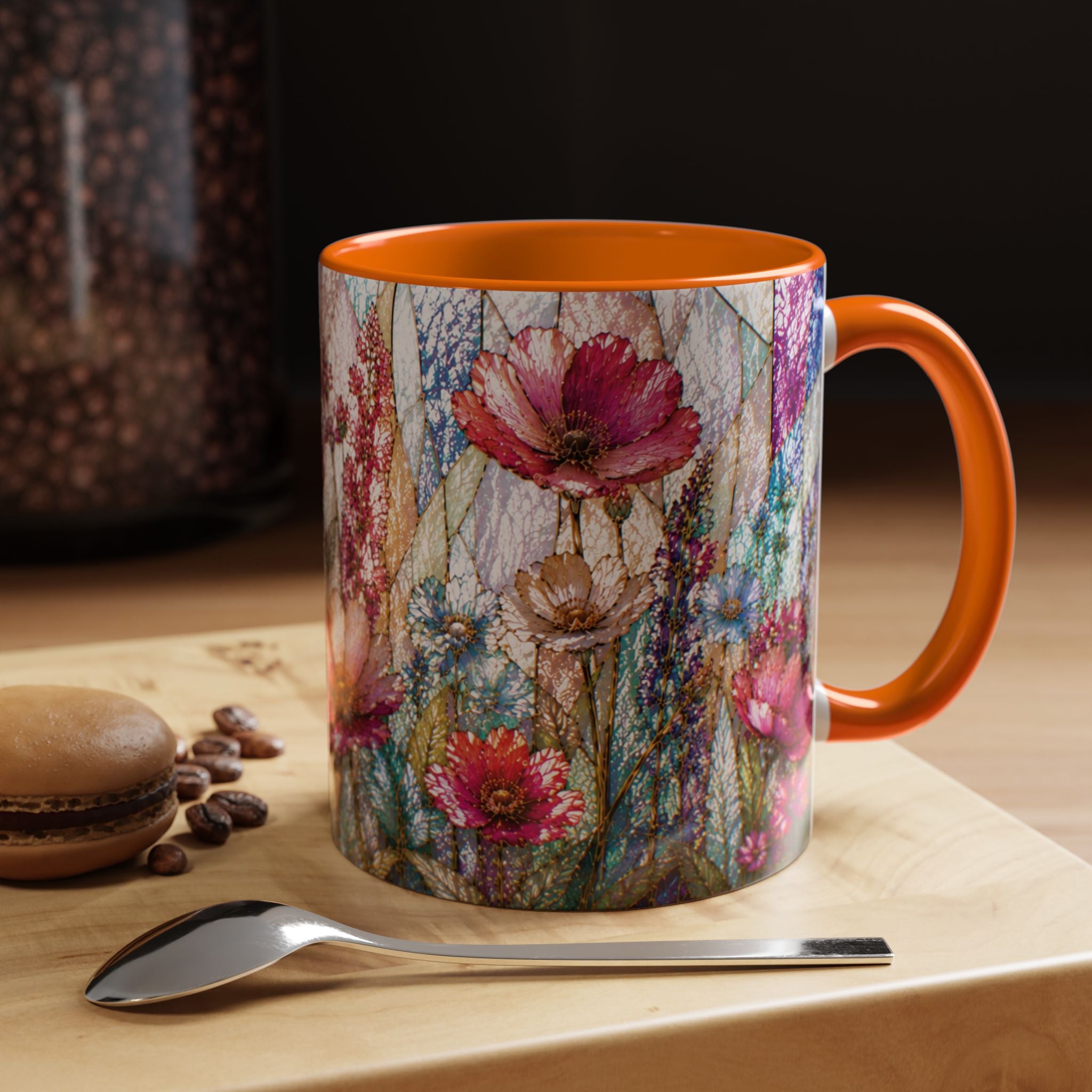 Wildflower Watercolor Coffee Mug Vibrant Wildflower Accent 11/15oz Stain Glass Illusion