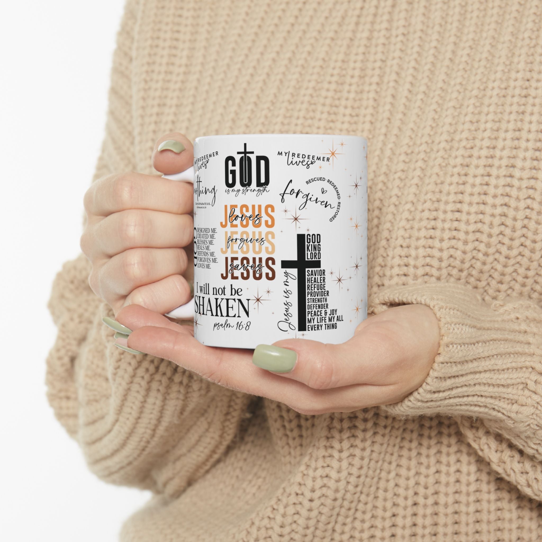 Mug de verset biblique avec citations de Jésus, motif des Écritures sur toute la surface 325ml/444ml, compatible lave-vaisselle et micro-ondes, cadeau chrétien pour les amateurs de café, thé et chocolat chaud, cadeau pour maman