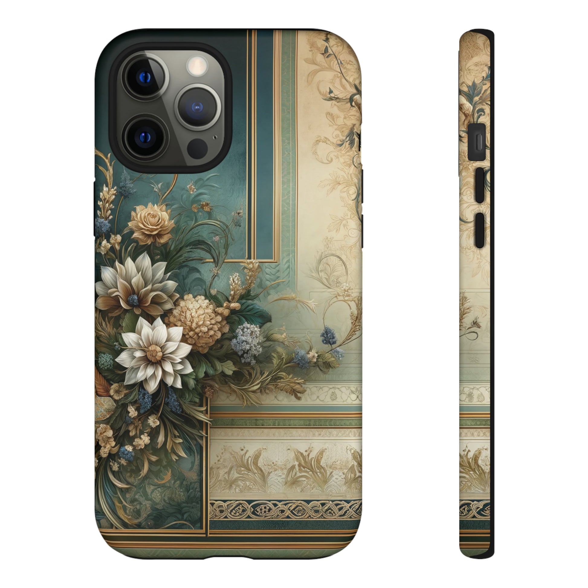 Victorian Floral Boho Luxury Phone Tough Case Floral Elegant Durable Stylish for Modern Devices iPhone 15, Samsung iPhone Samsung Accessory Gift for Her.