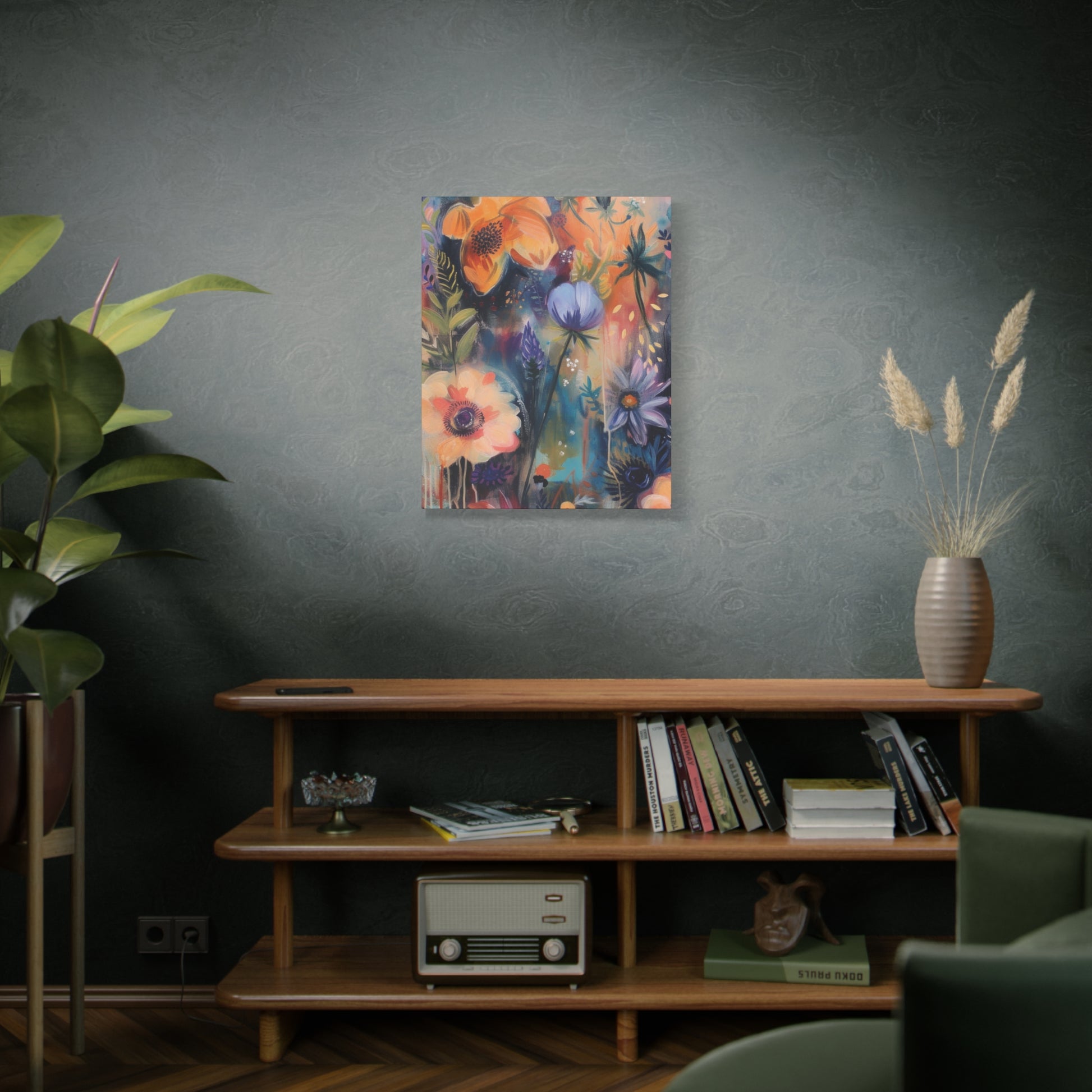 Boho Floral Wall Art Matte Canvas Stretched, Vibrant Botanical Design, Perfect for Living Room, Bedroom, or Office Decor, Adds a Stylish Touch to Any Space1.25" - MRSBYVALLE