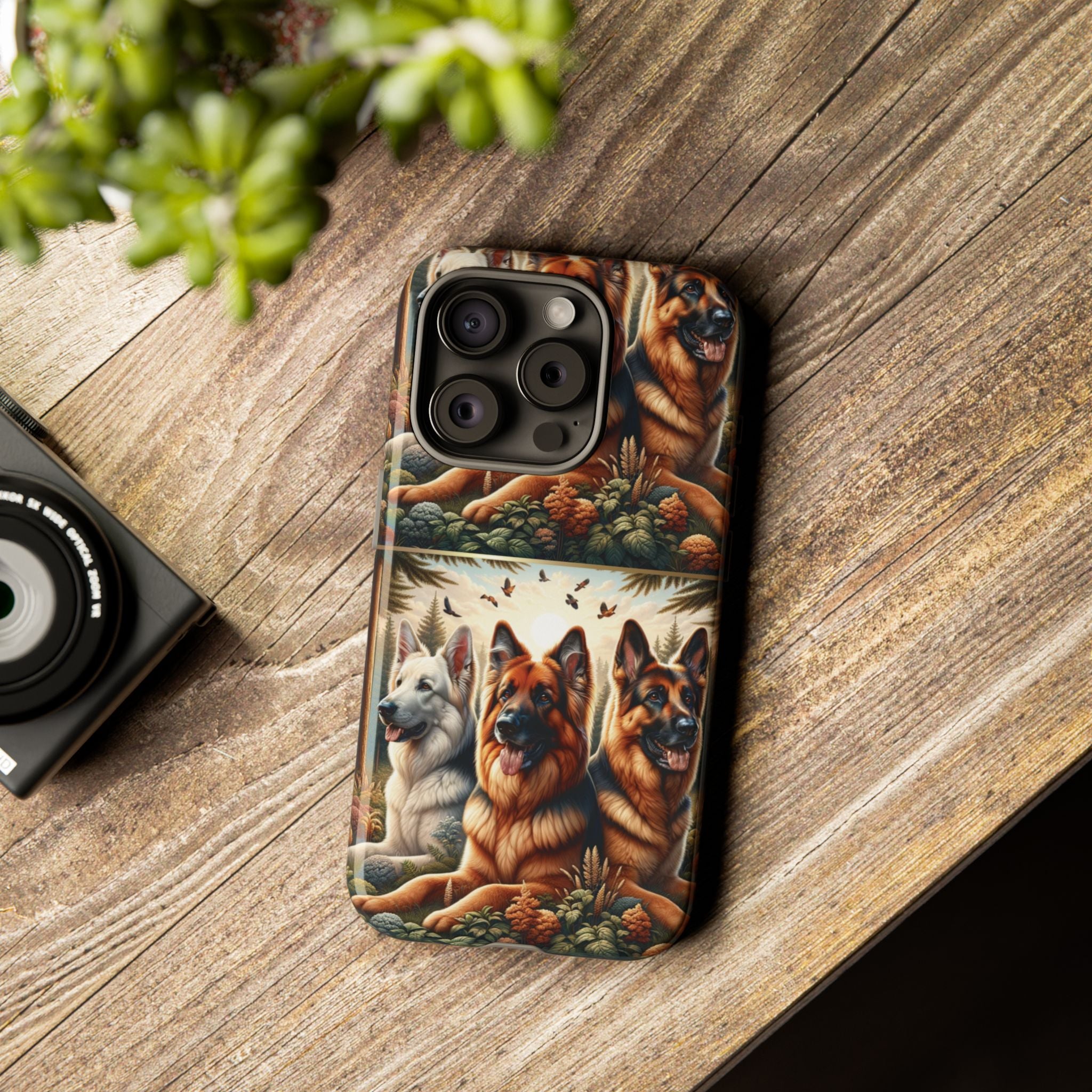 German Shepherd Phone Tough Case Floral Elegant Durable Dog Lover Devices iPhone 15, Samsung iPhone Samsung Accessory Gift for Her