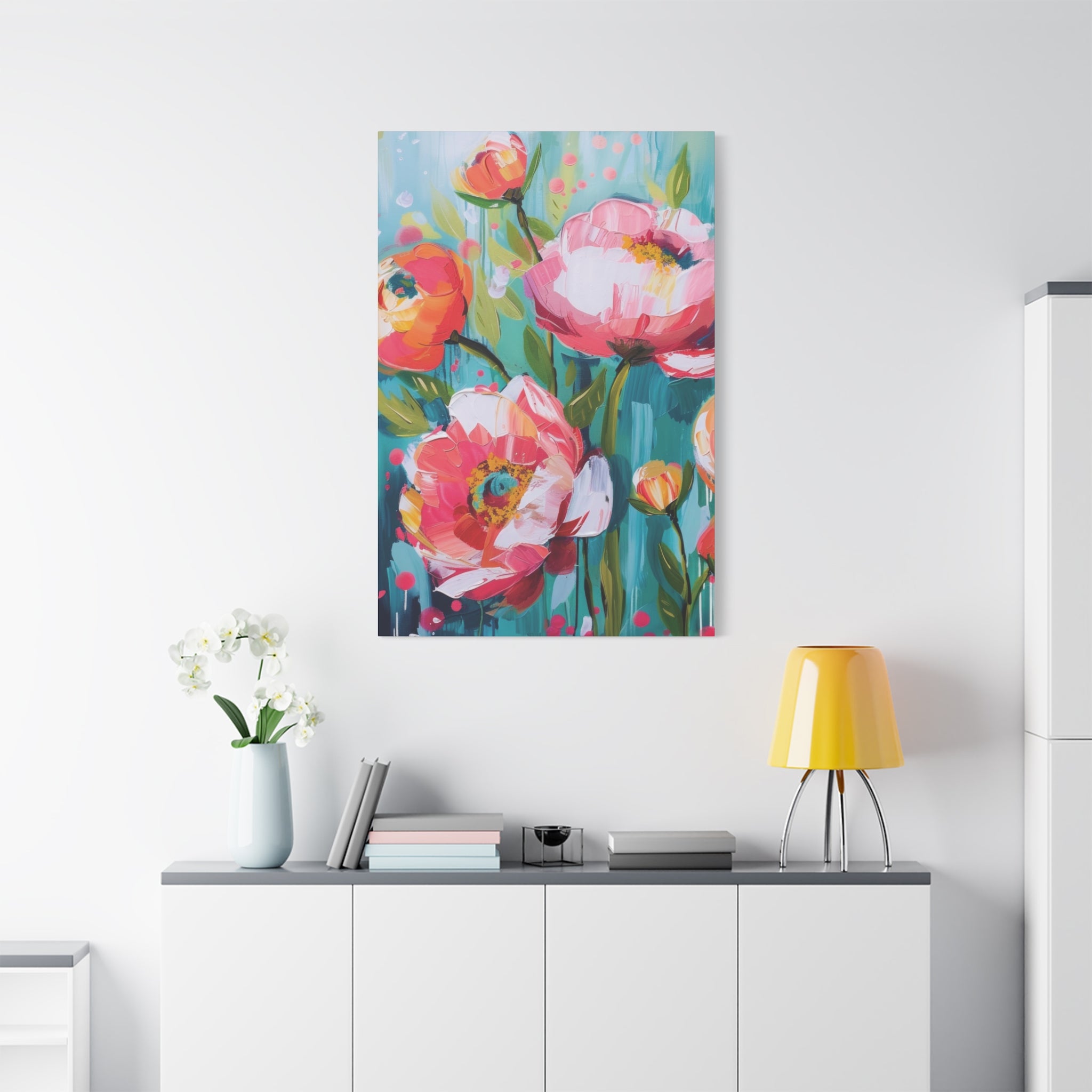 Unique Boho Floral Wall Art Matte Canvas Stretched, Vibrant Botanical Design, Perfect for Living Room, Bedroom, or Office Decor, Adds a Stylish Touch to Any Space - MRSBYVALLE