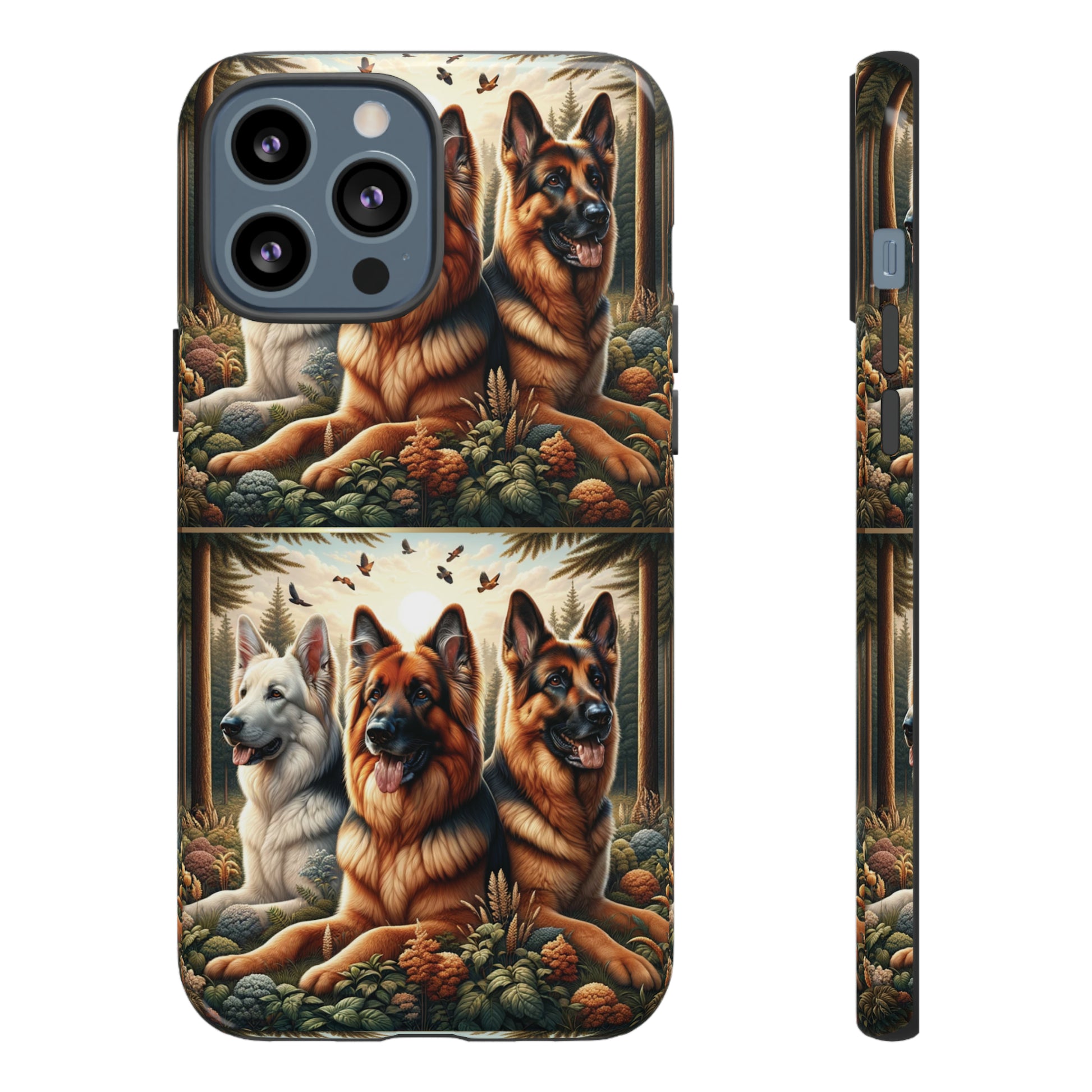 German Shepherd Phone Tough Case Floral Elegant Durable Dog Lover Devices iPhone 15, Samsung iPhone Samsung Accessory Gift for Her.