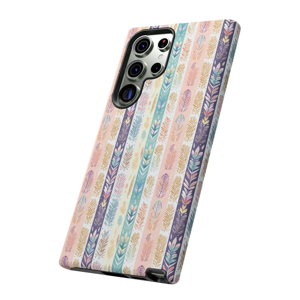 Coque de téléphone abstraite moderne aquarelle Plumes pastel bohème compatible avec iPhone, Samsung et plus - Protection élégante et durable avec un design artistique éclatant, cadeau parfait pour elle