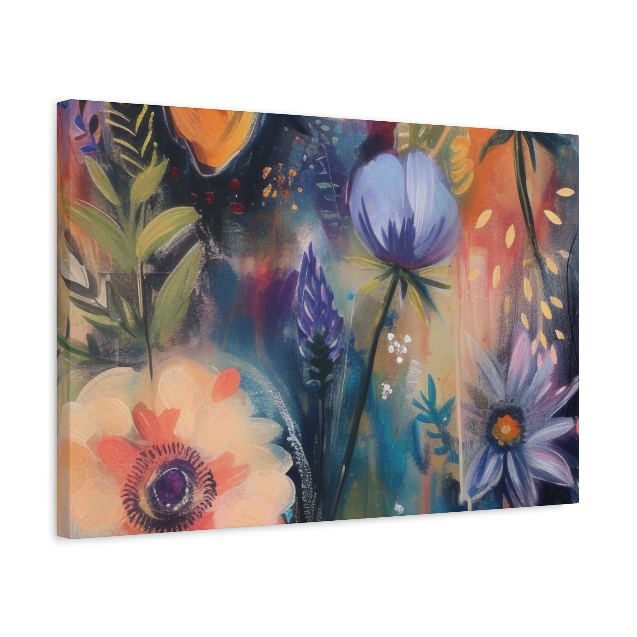 Boho Floral Wall Art Matte Canvas Stretched, Vibrant Botanical Design, Perfect for Living Room, Bedroom, or Office Decor, Adds a Stylish Touch to Any Space1.25" - MRSBYVALLE