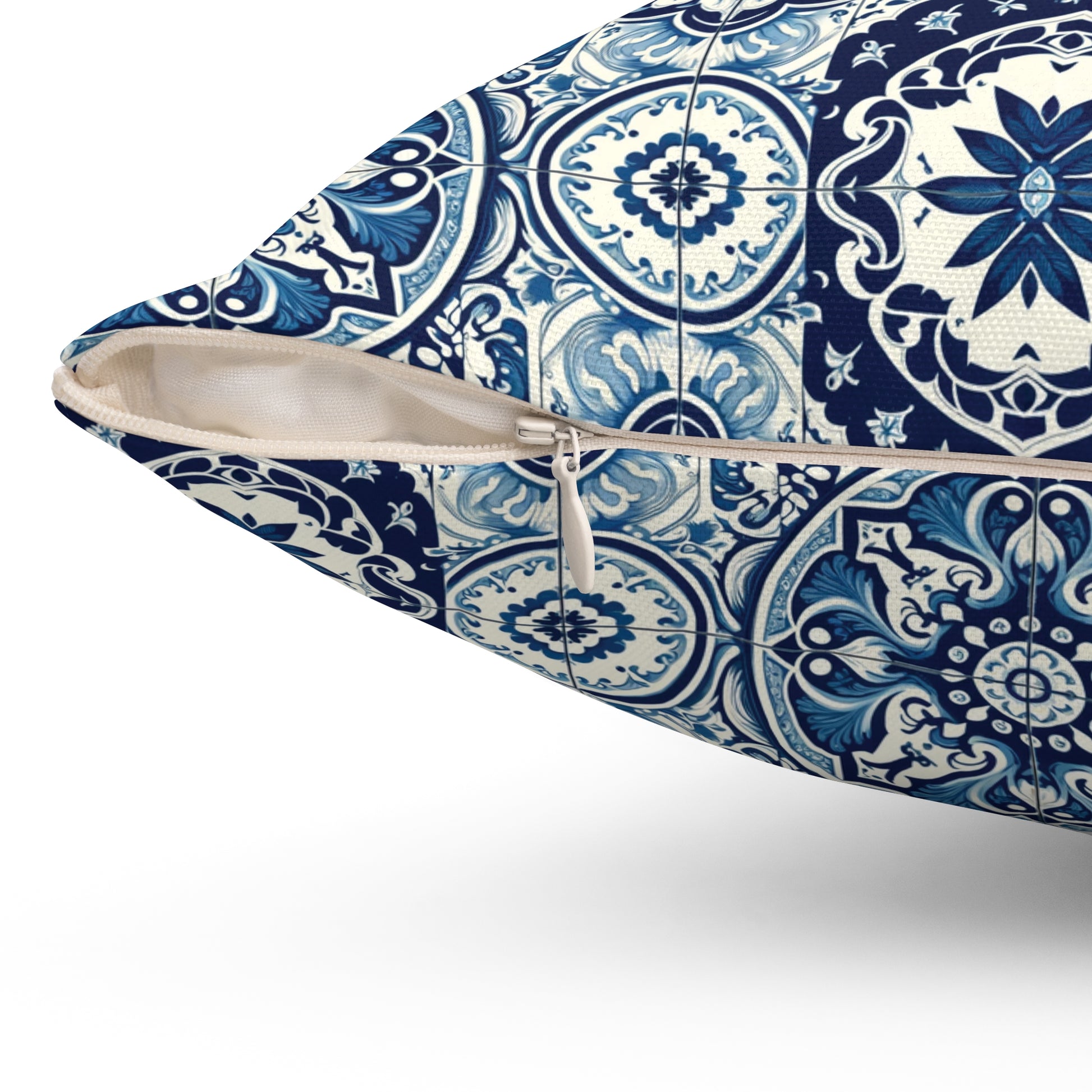 Blue Tile Design Elegance Decorative Pillow Touch of Beauty to Your Decor Living Room Comfort for Bedroom or Housewarming Gift New House, Bridal Shower Gift - MRSBYVALLE