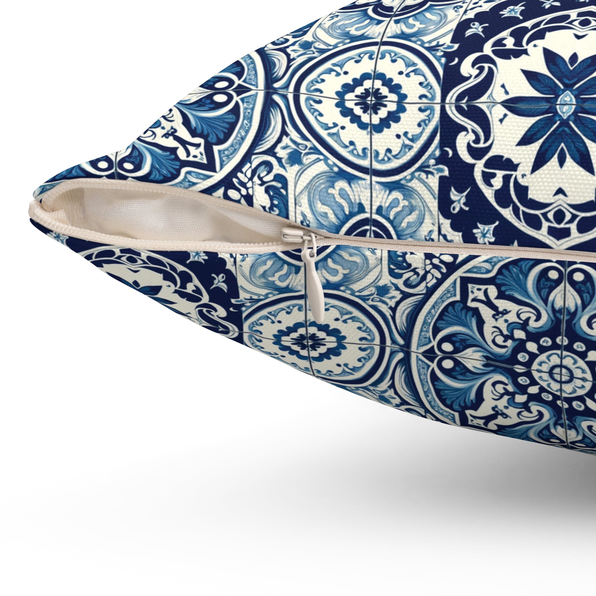 Blue Tile Design Elegance Decorative Pillow Touch of Beauty to Your Decor Living Room Comfort for Bedroom or Housewarming Gift New House, Bridal Shower Gift - MRSBYVALLE