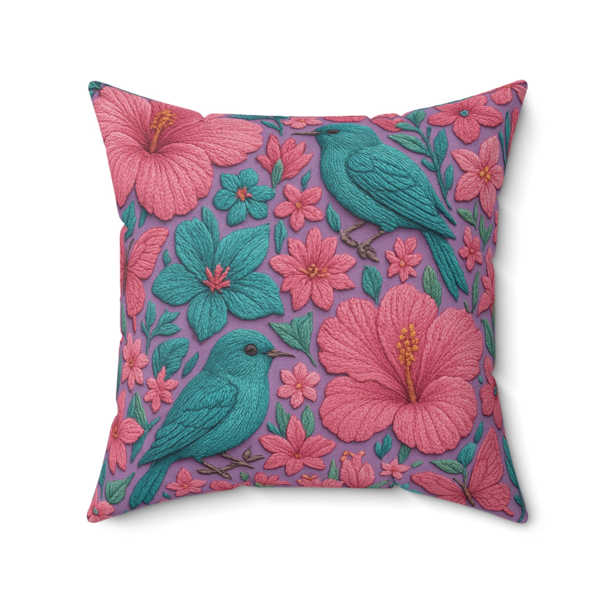 3D Illusion Floral & birds Pillow Square Decorative Throw Pillow, Cottagecore Aesthetic, Romantic Home Decor, Cozy Gift for Her, Double-Sided PrintBedroom, or Reading Nook