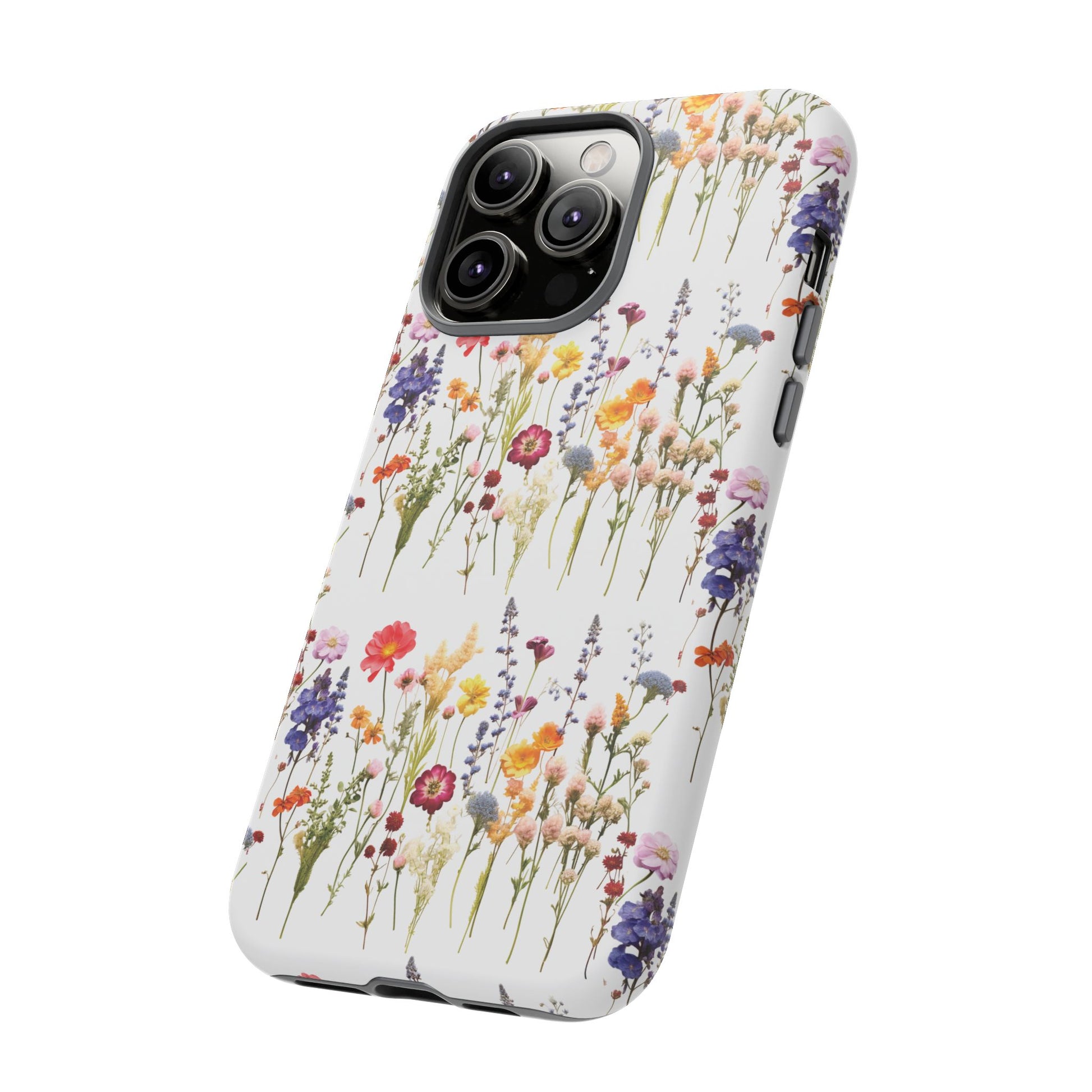 White Best Phone Case Press Flowers Floral 3D Illusion Luxury Tough Case Floral Elegant Durable Stylish for Modern Devices iPhone 17, 16, 15, Samsung iPhone Samsung Accessory Gift for Her