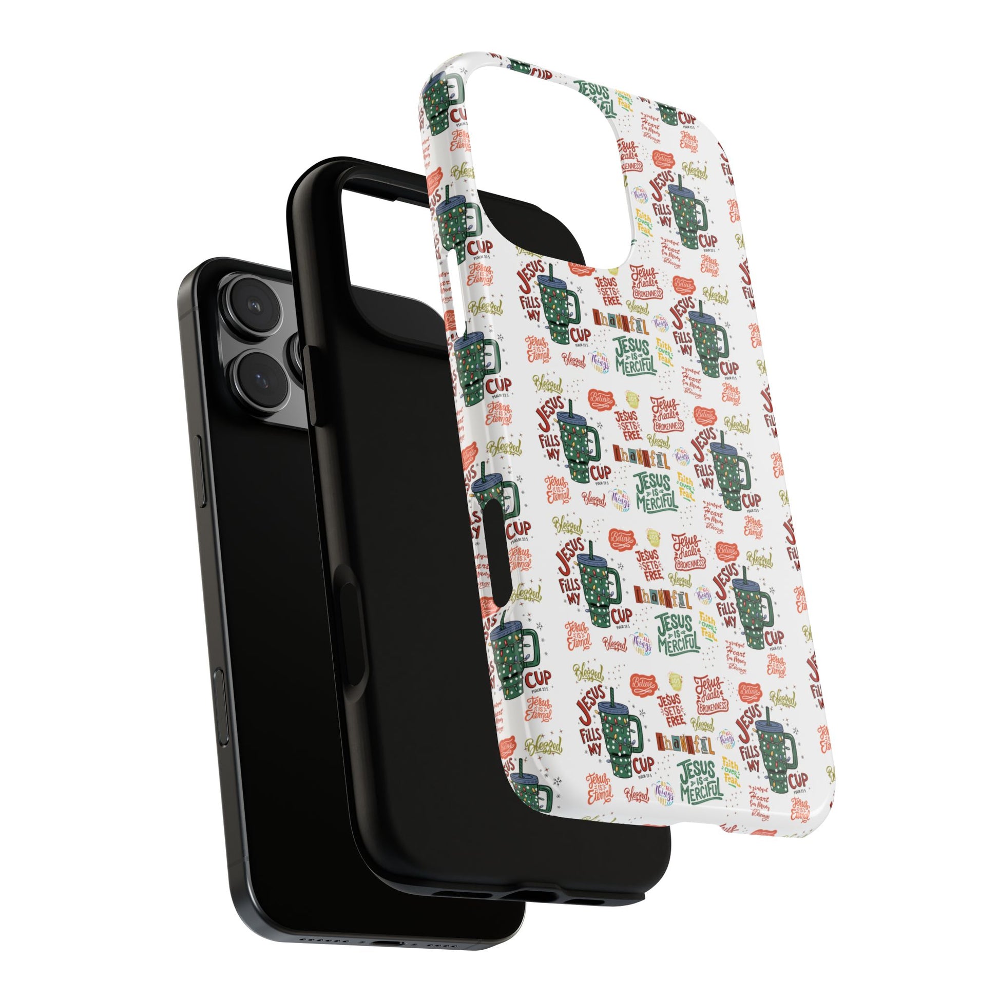 Jesus Fill My Cup Phone Case Cute Floral Design in Red, Pink, Blue – Aesthetic Protective Case for iPhone and  Android