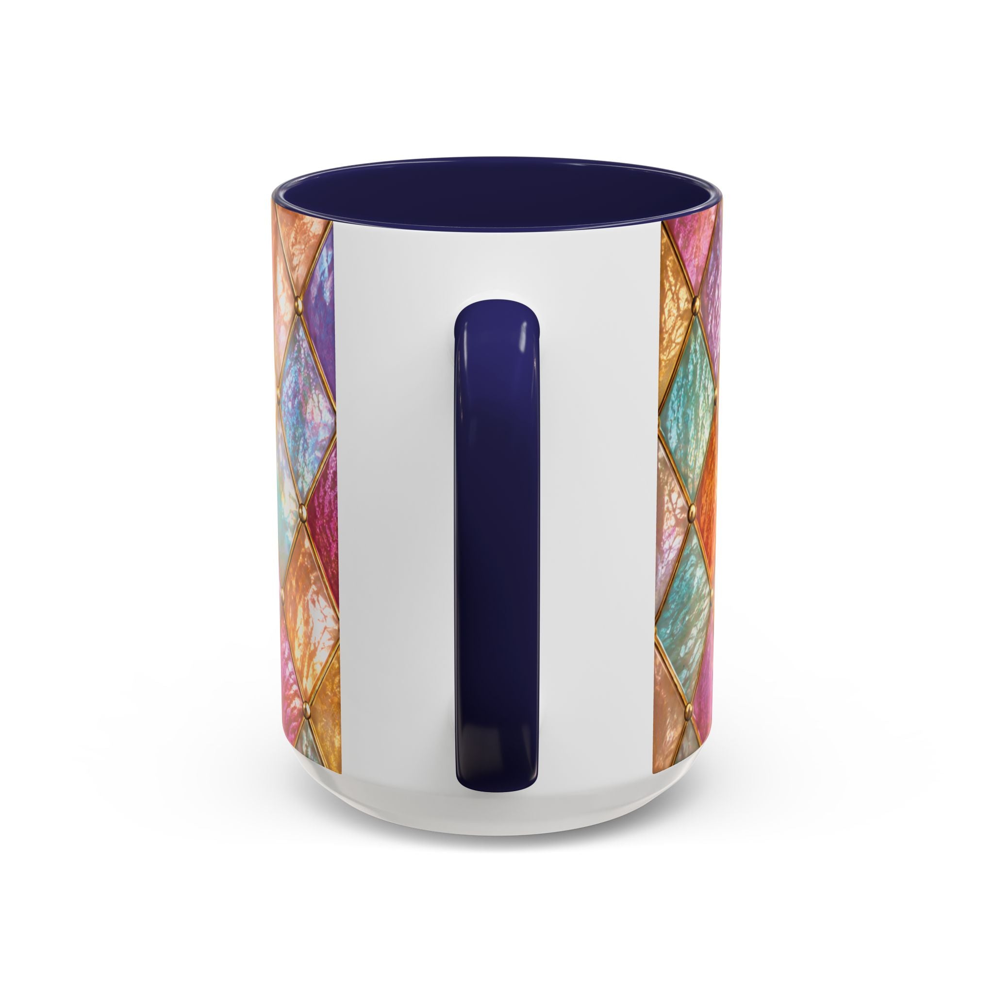 Colorful Jewel-Quilt Accent Coffee Mug — Vibrant Stained-Glass Pattern (11/15oz) Gift for her