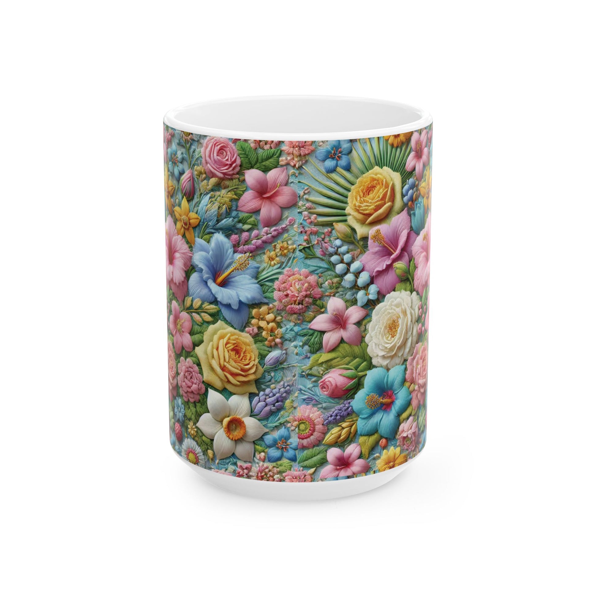 Pastel Floral Ceramic Mug – Elevate Your Sip with Spiritual Style, Available in 11oz & 15oz, Ideal for Coffee, Tea, or Hot Chocolate Moments That Inspire Gift for Mom - MRSBYVALLE