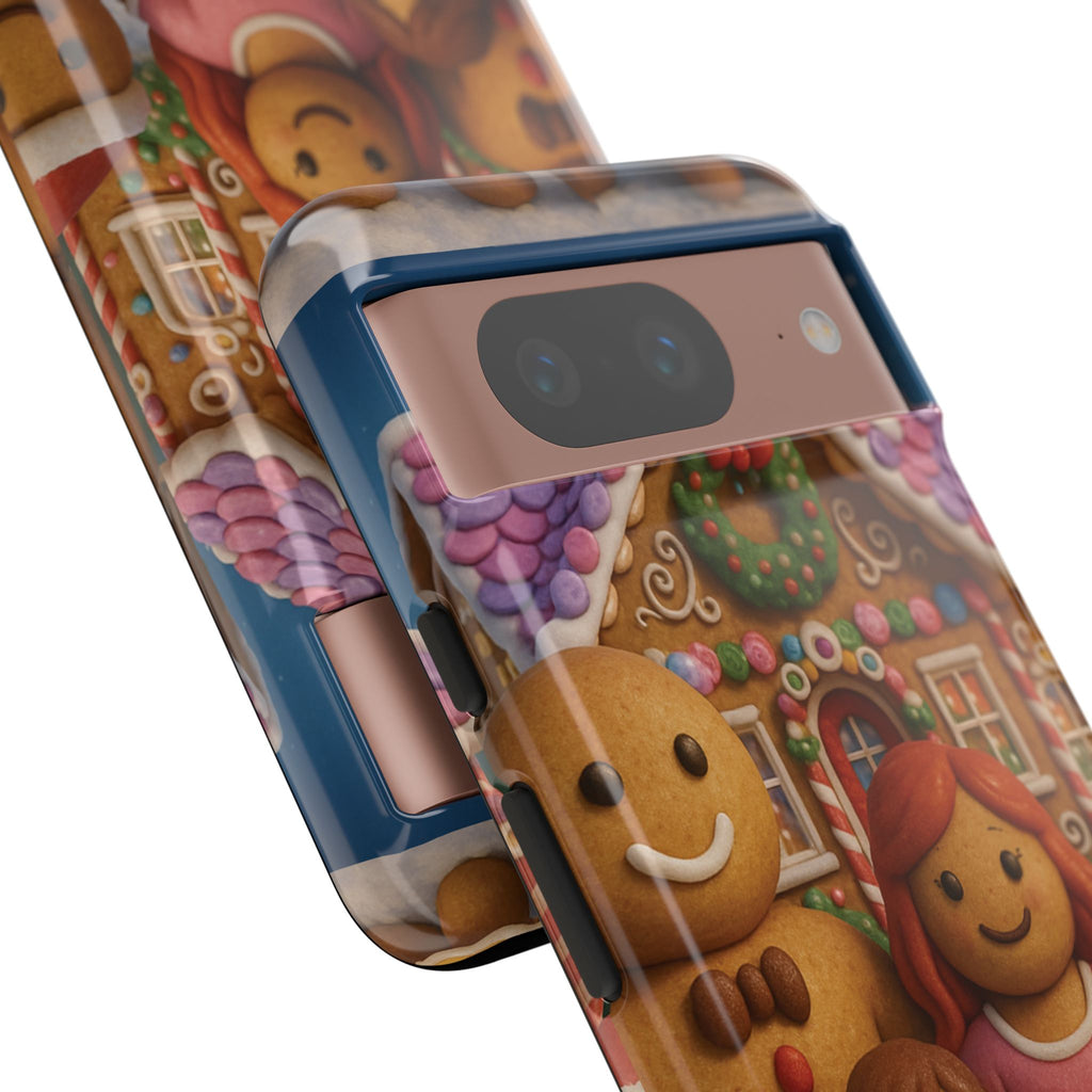 Coque de téléphone esthétique Famille en Pain d'Épices – Design d'inspiration vintage sur le thème de Noël – Étui stylé pour modèles iPhone et Samsung Galaxy