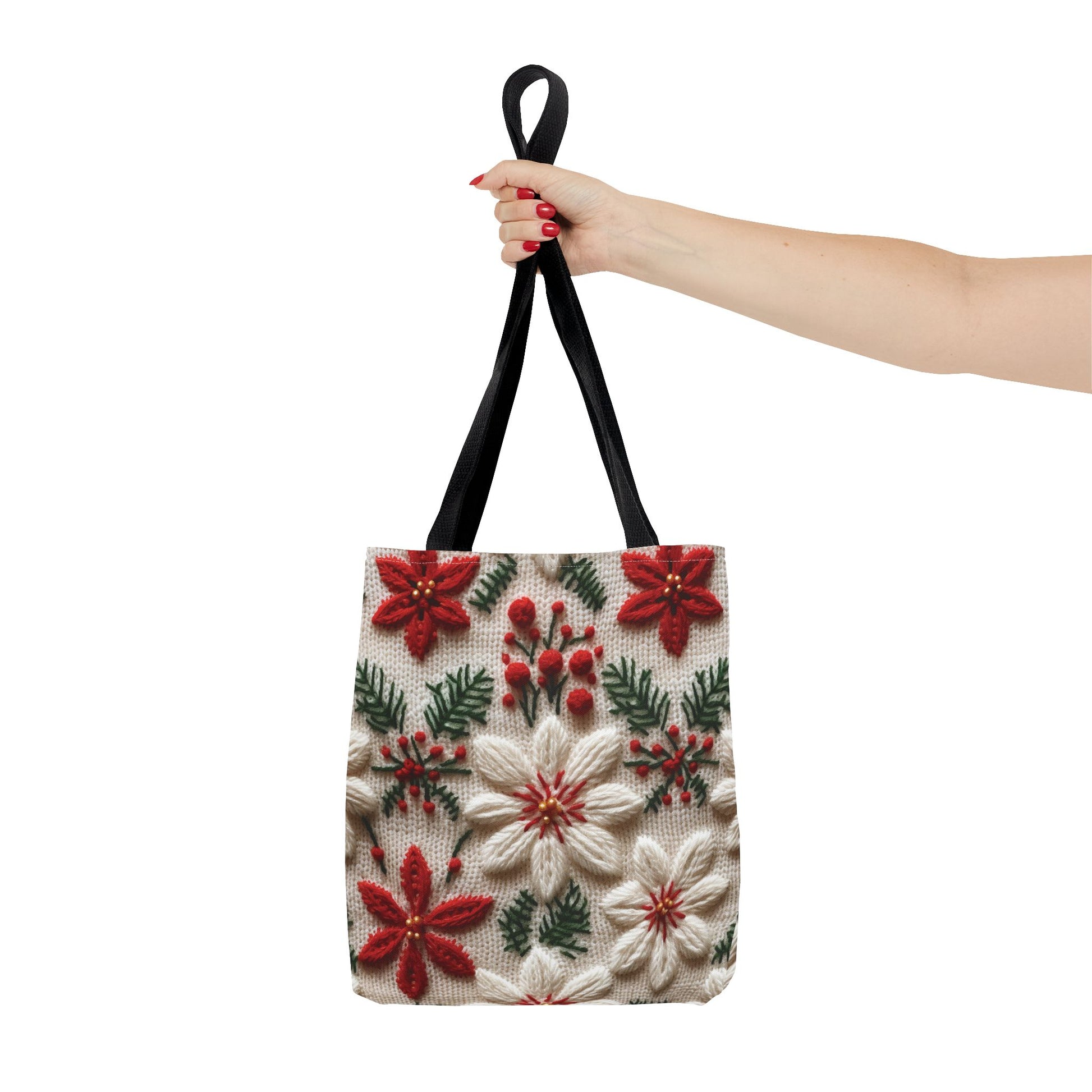 Festive Poinsettia Christmas Tote Stylish Holiday Bag for Shopping, Gifts, and Everyday Use - Durable, Reusable, and Perfect for Spreading Cheer This Holiday Season - MRSBYVALLE