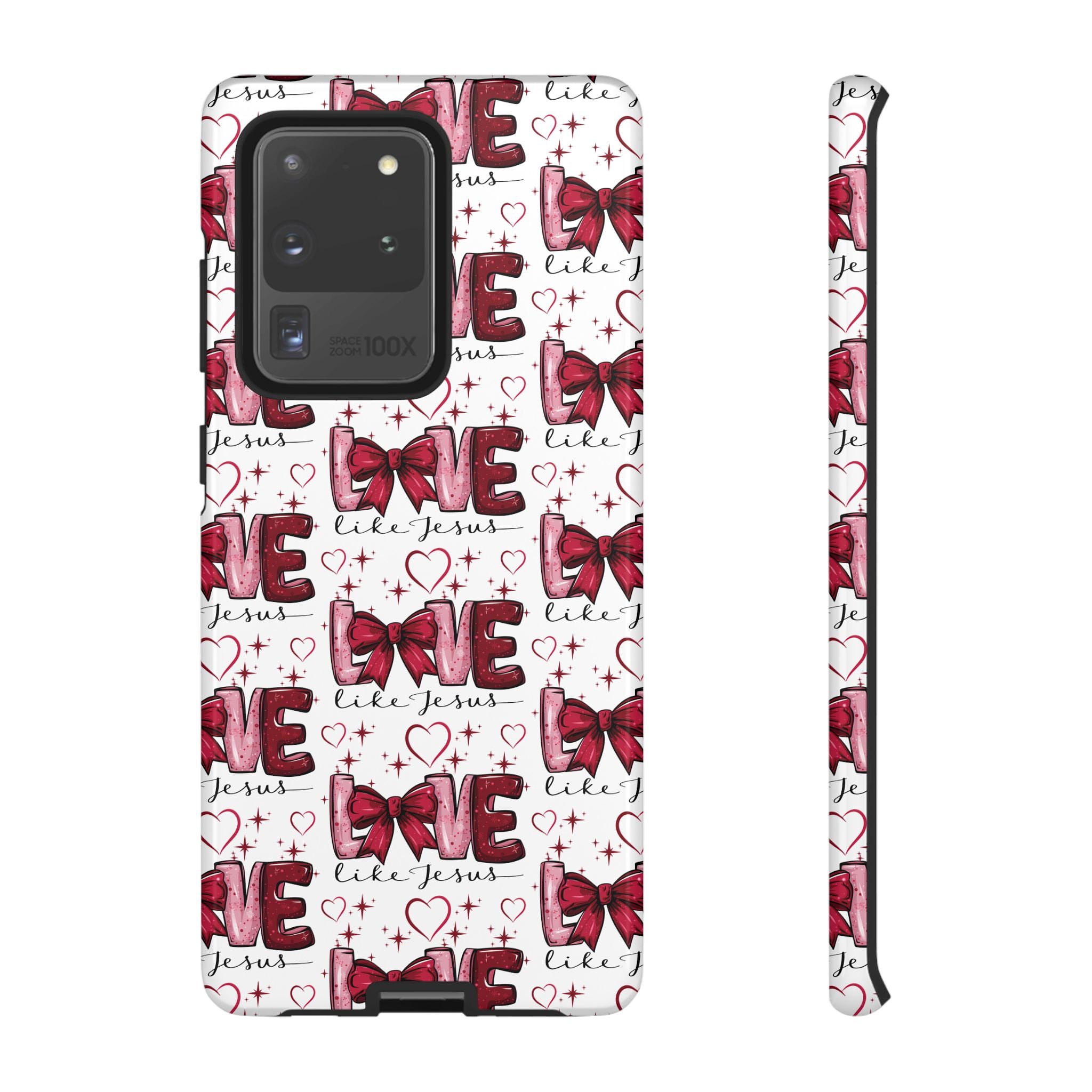 Love Like Jesus Red Bows and Hearts—Tough, Faithful Phone Cases & Religious iPhone Accessories: Protect Your Device & Show Your Faith