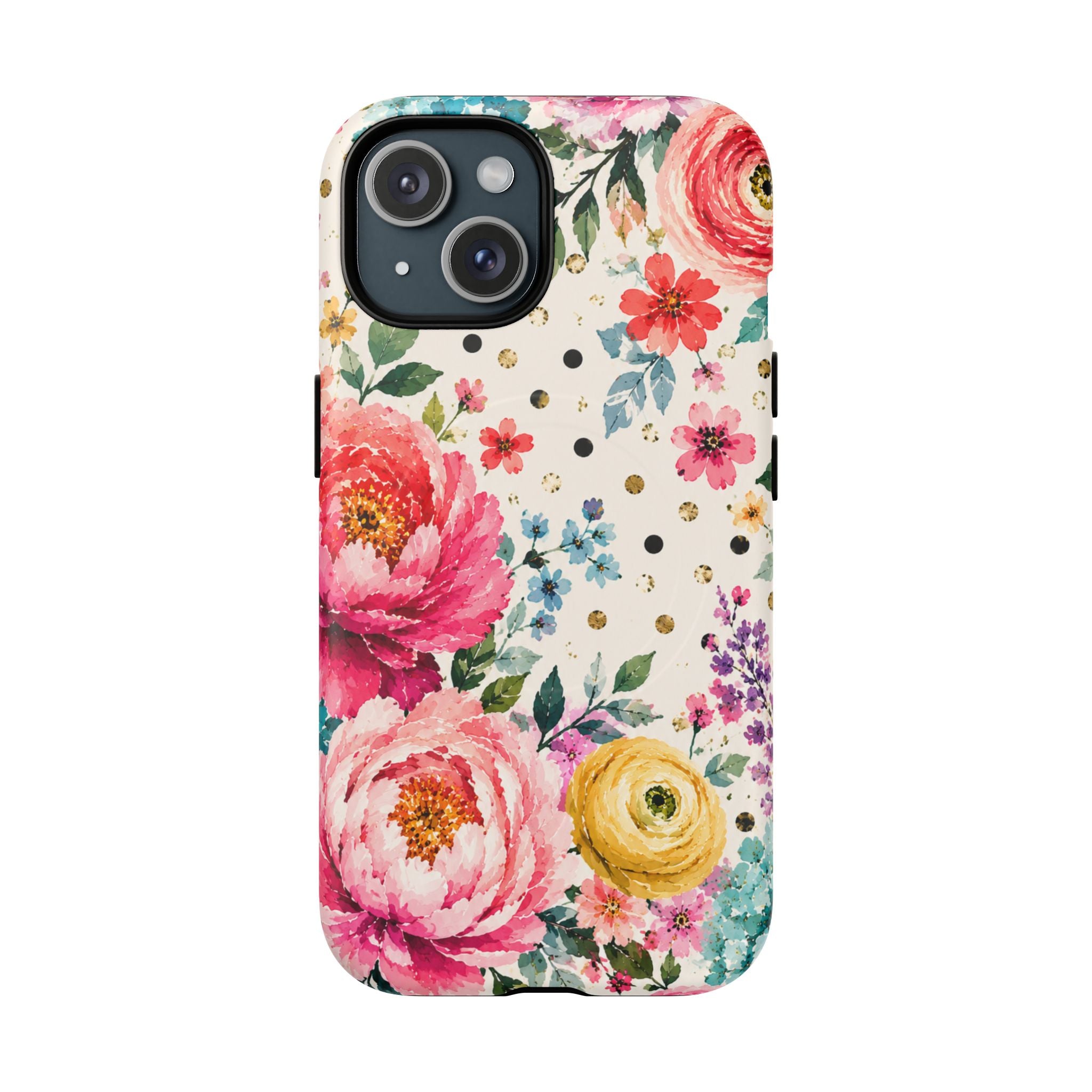 Watercolor Floral Peonies phone case | magnetic slim protective case