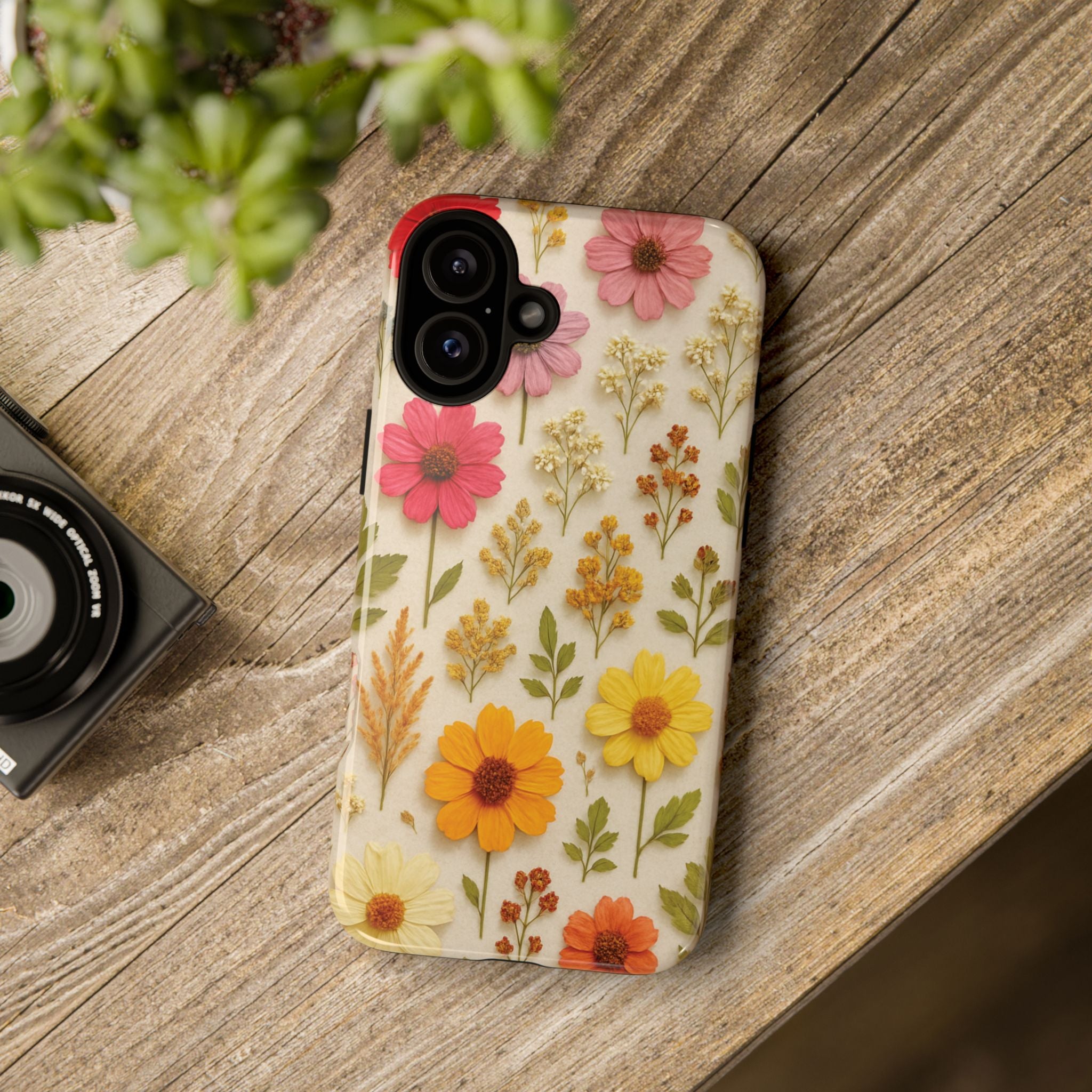 Dried Flowers Illusion Phone Case – Realistic Botanical Aesthetic, Colorful Pressed Floral Art, Trendy Nature-Inspired Protective Cover  iPhone & Samsung Models