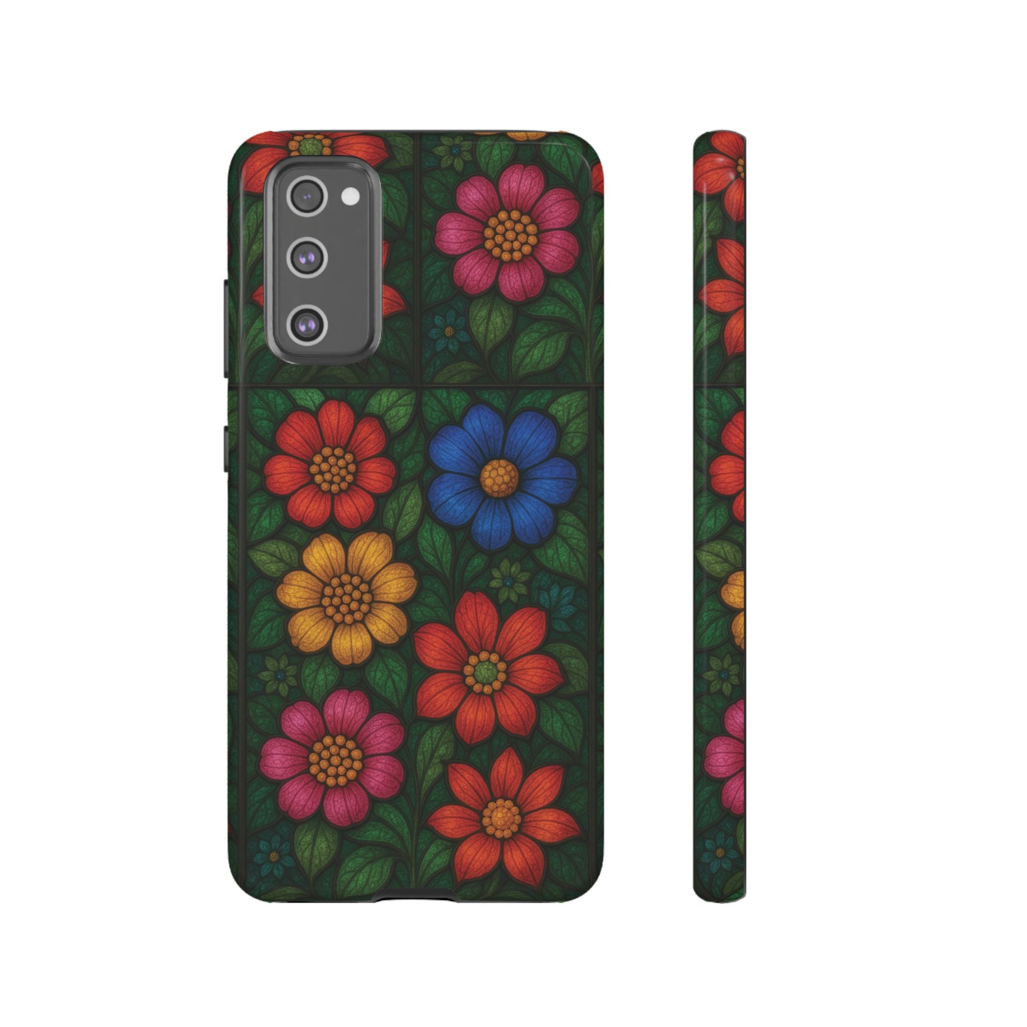 Bright Floral Stained Glass Illusion Phone Case Colorful Abstract Art, Aesthetic Protective Cover for iPhone, Samsung & Google, Unique Gift Idea Mom