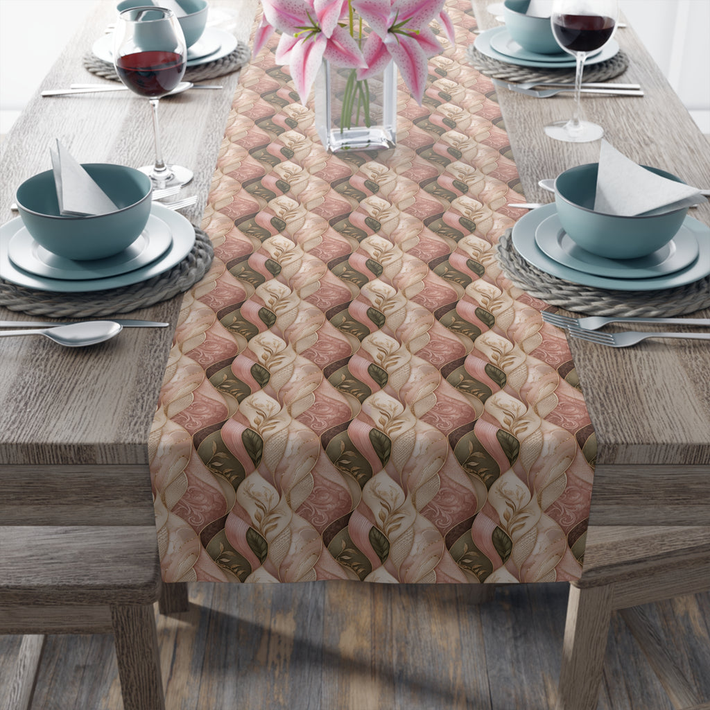Braided Neutral Table Runner - Rustic Beige Cotton-Poly Dining Accent Dinner