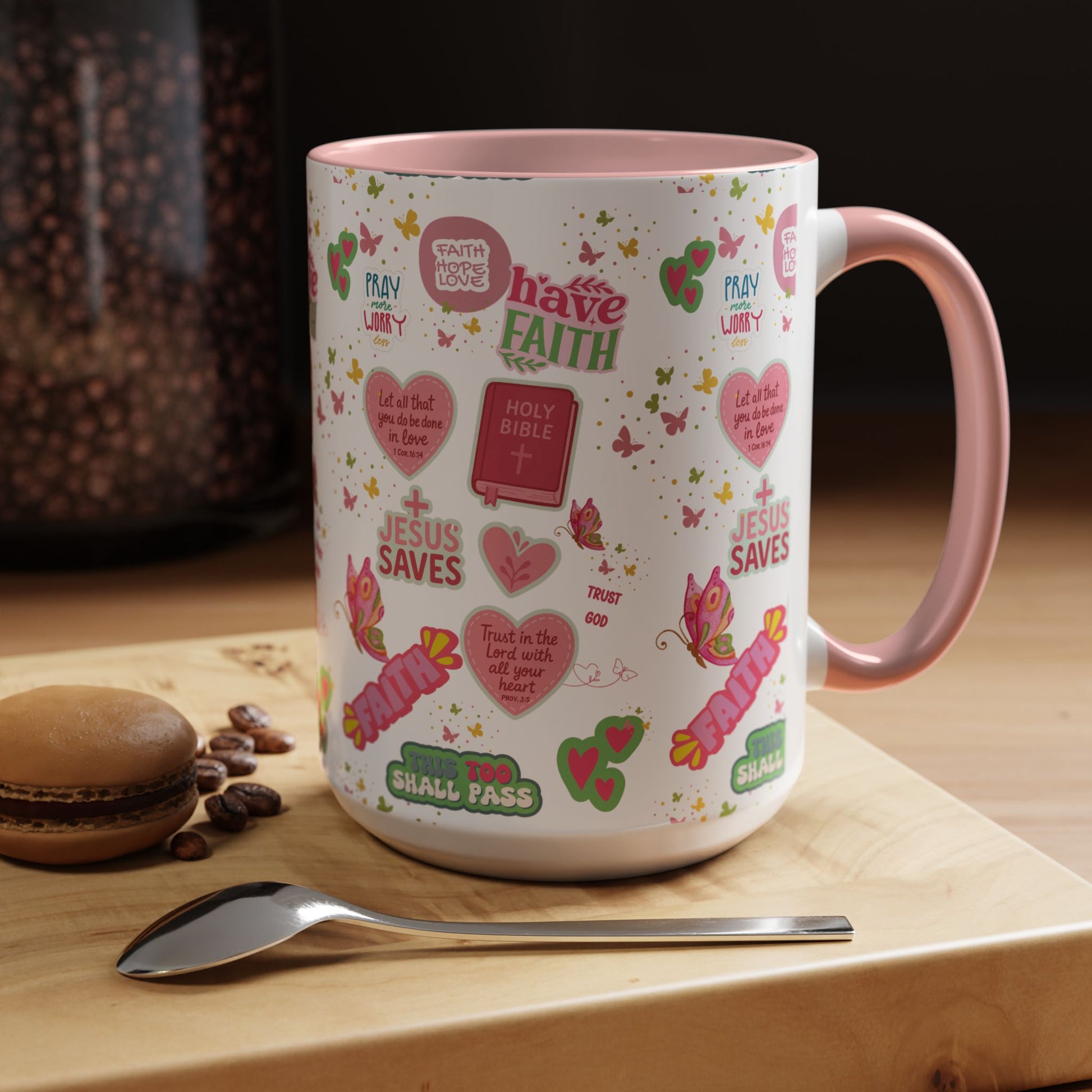 Start Your Day with Faith | Christian Mug with Bible Verse | Inspirational Gift for Christians | 11oz and 15oz Ceramic Coffee Mug Cozy Spring Mornings