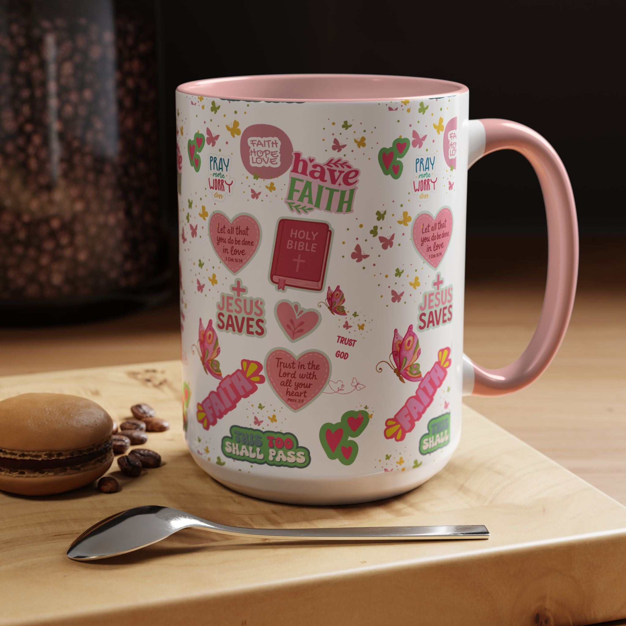 Commencez votre journée avec la foi | Mug chrétien avec verset biblique | Cadeau inspirant pour chrétiens | Mug à café en céramique 325 ml et 443 ml Matins de printemps douillets