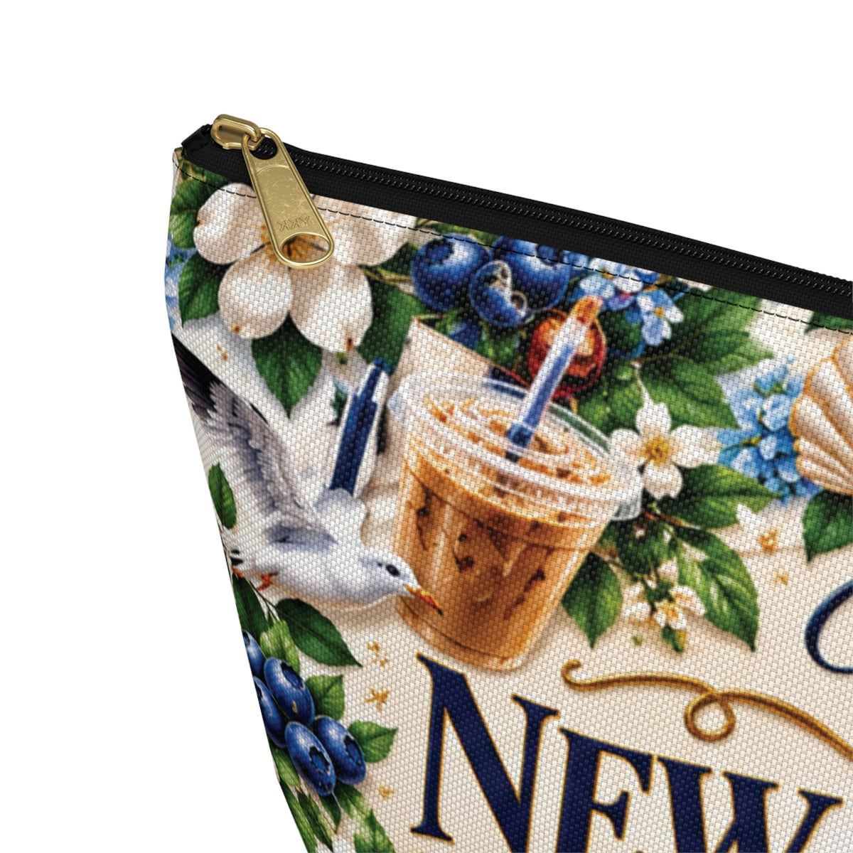 My New Jersey Pouch — Coastal Accessory Pouch with T‑Bottom (Beach Floral Design)