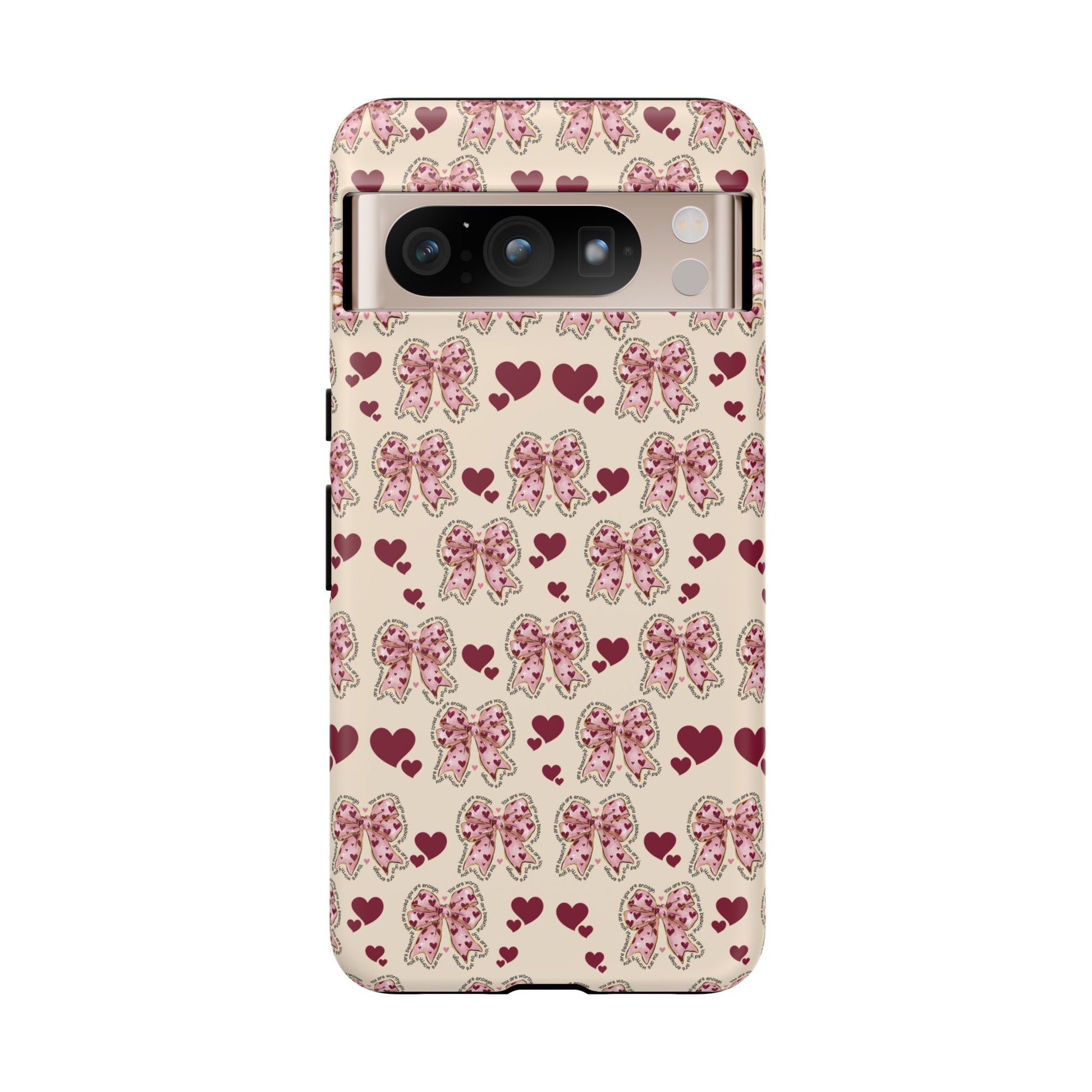 Charming Hearts & Pink Bows Phone Case Stylish & Durable Protection for Your Device | Scratch-Resistant, Slim Fit, and Lightweight Design for Everyday Use for iPhone & Android | Fresh Nature-Inspired Design!