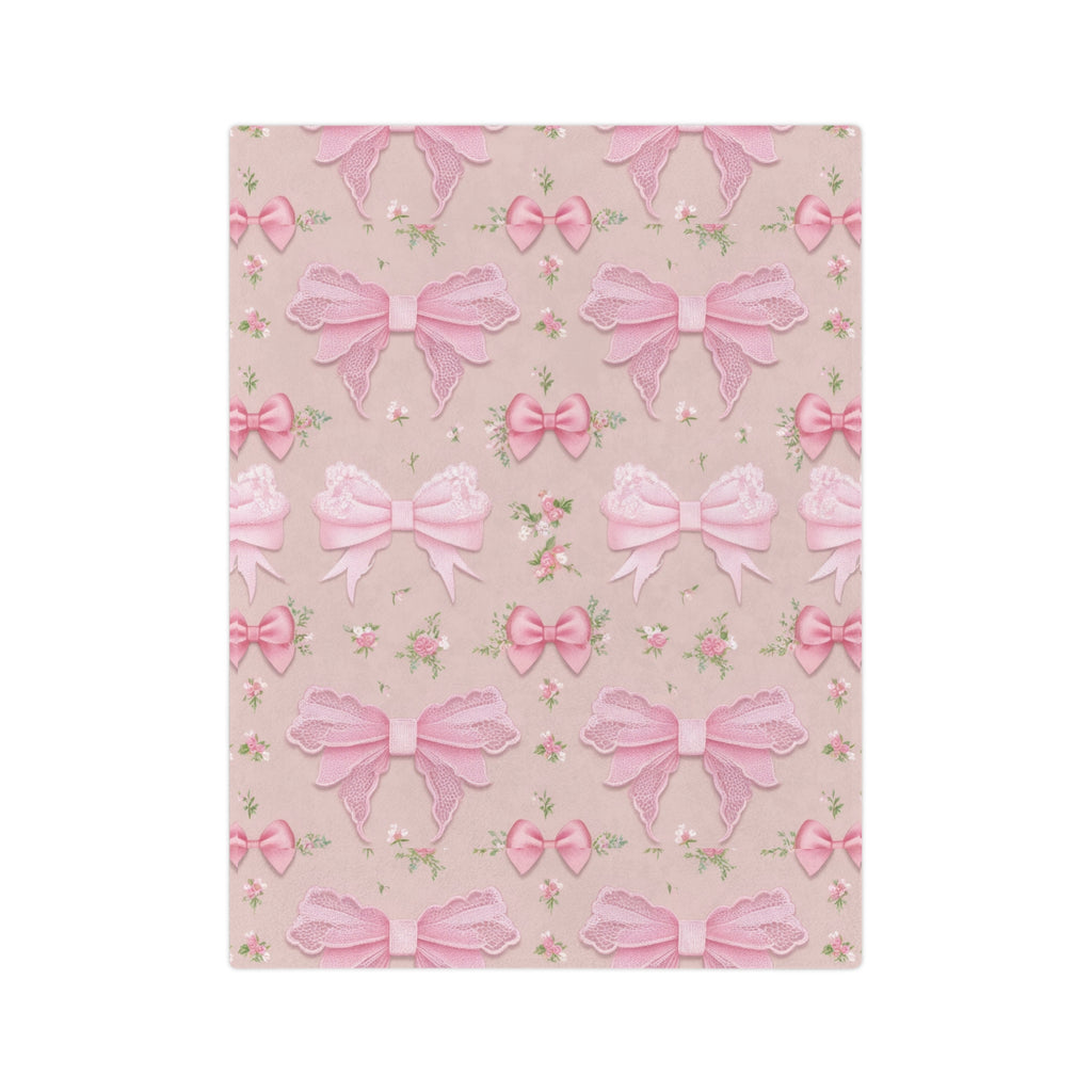 Pink Bows with Floral Minky Blanket Soft, Festive, and Perfect for Holiday Snuggles and Gifting Housewarming Gift Throw