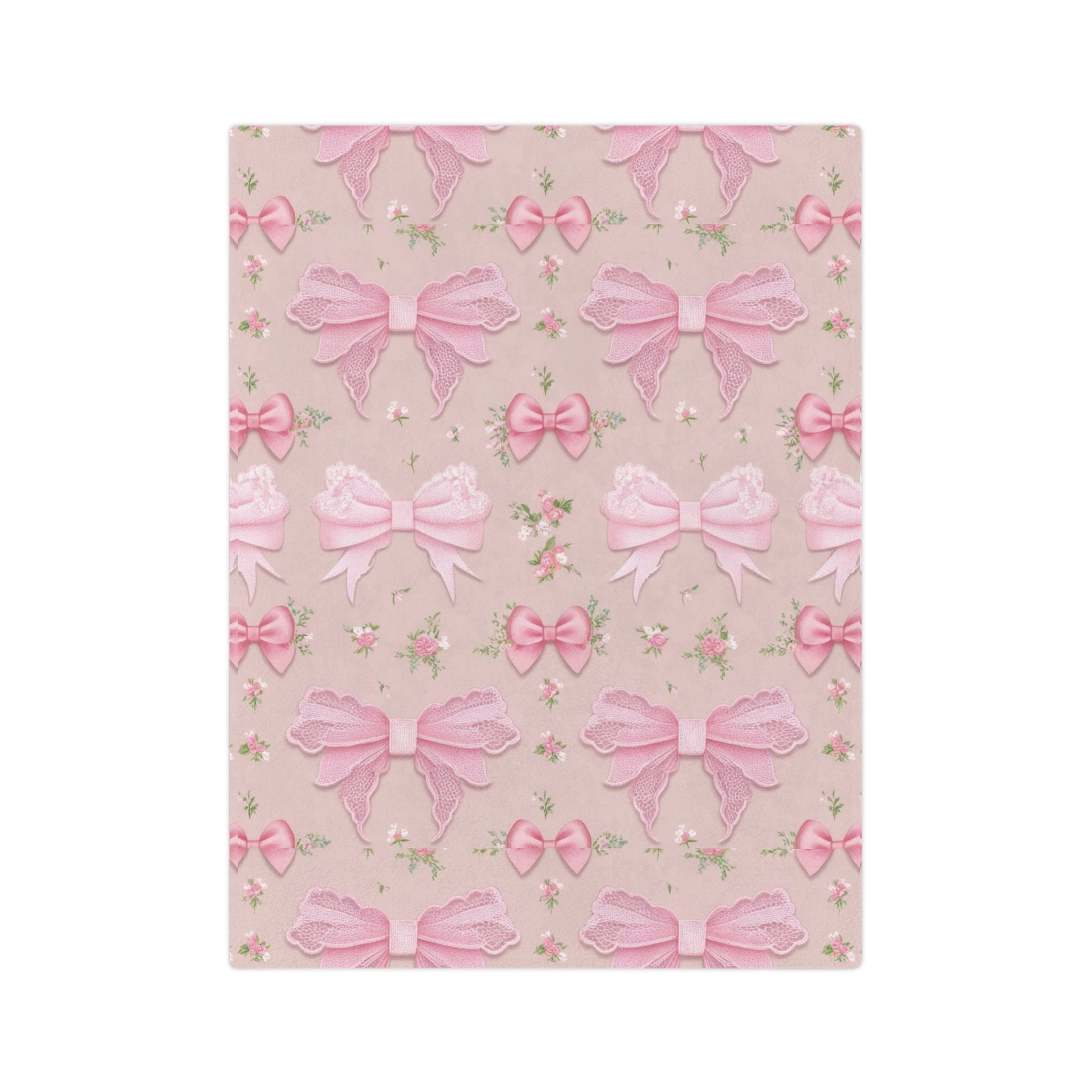 Pink Bows with Floral Minky Blanket Soft, Festive, and Perfect for Holiday Snuggles and Gifting Housewarming Gift Throw