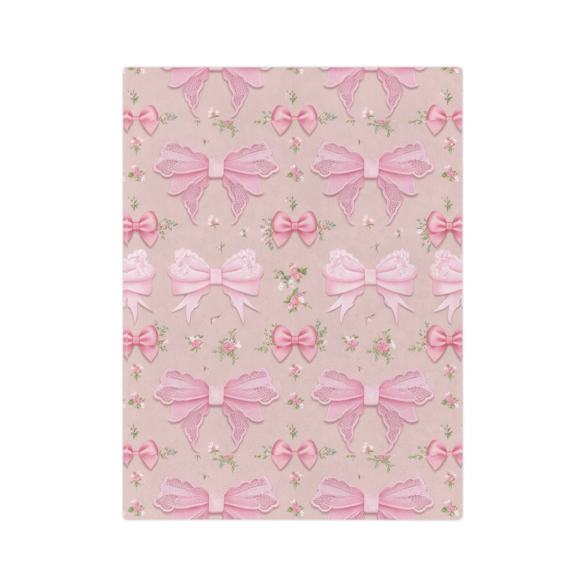 Pink Bows with Floral Minky Blanket Soft, Festive, and Perfect for Holiday Snuggles and Gifting Housewarming Gift Throw
