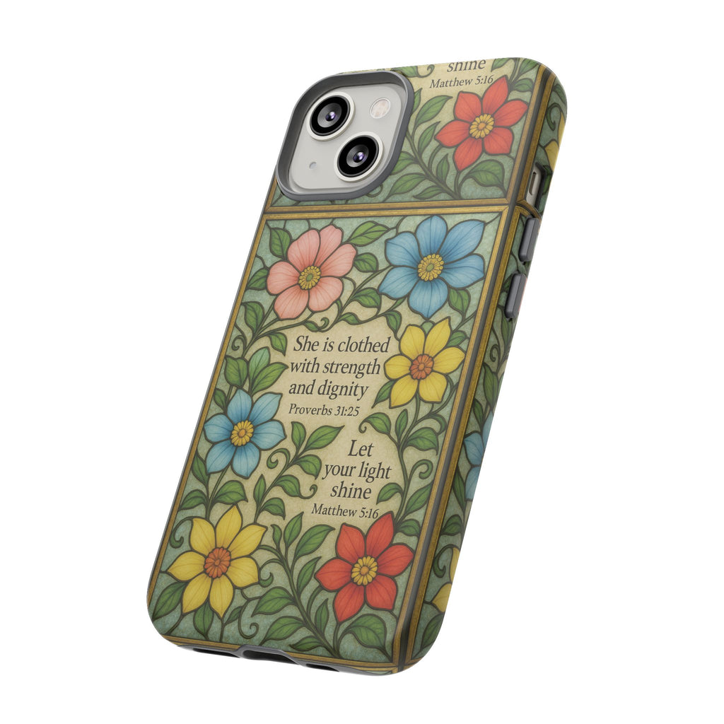 Pastel Floral Stained Glass Bible Verse Phone Case Christian Affirmation, Soft Faith Design, iPhone Samsung Google, Inspirational Gift for HerGift for Christians