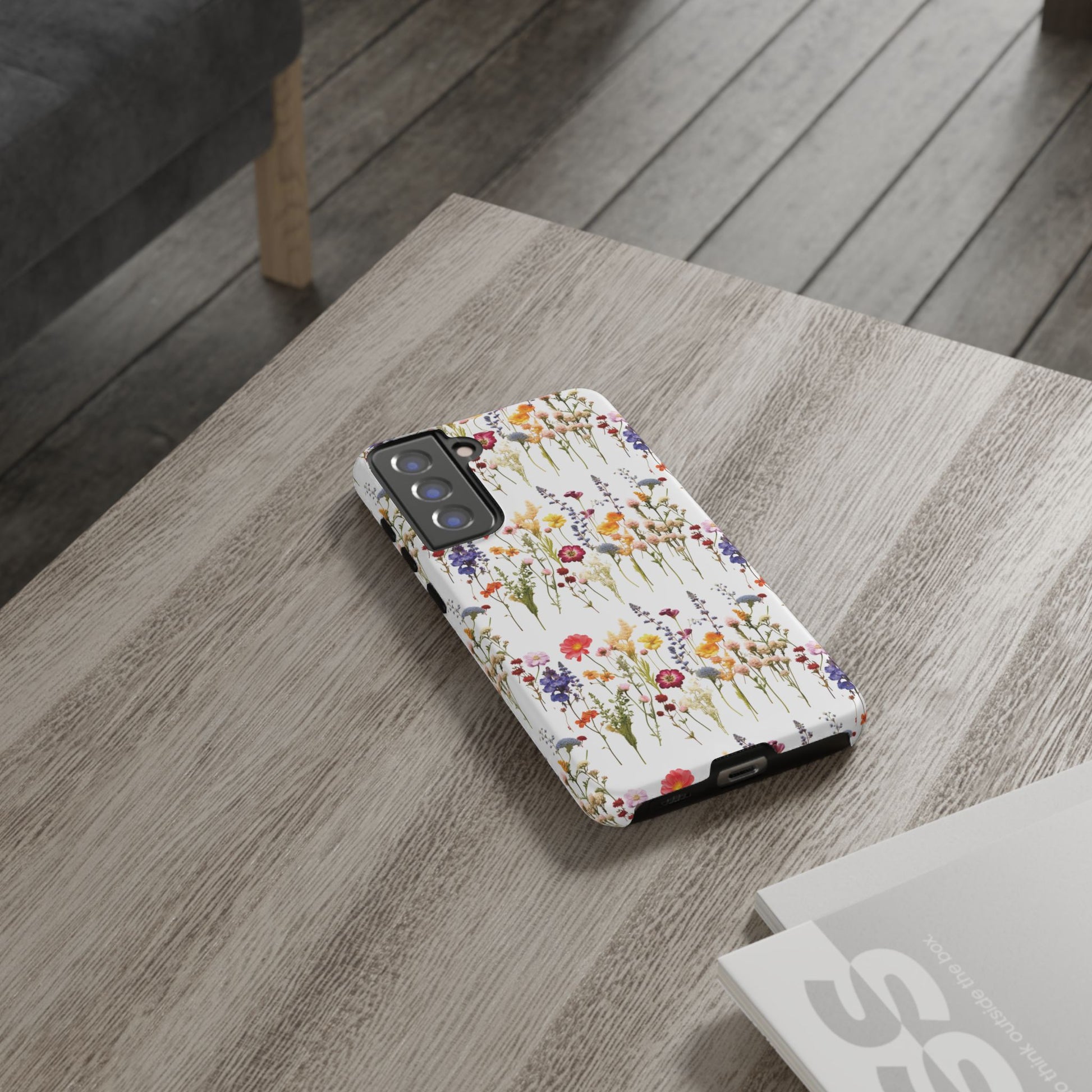 White Best Phone Case Press Flowers Floral 3D Illusion Luxury Tough Case Floral Elegant Durable Stylish for Modern Devices iPhone 17, 16, 15, Samsung iPhone Samsung Accessory Gift for Her