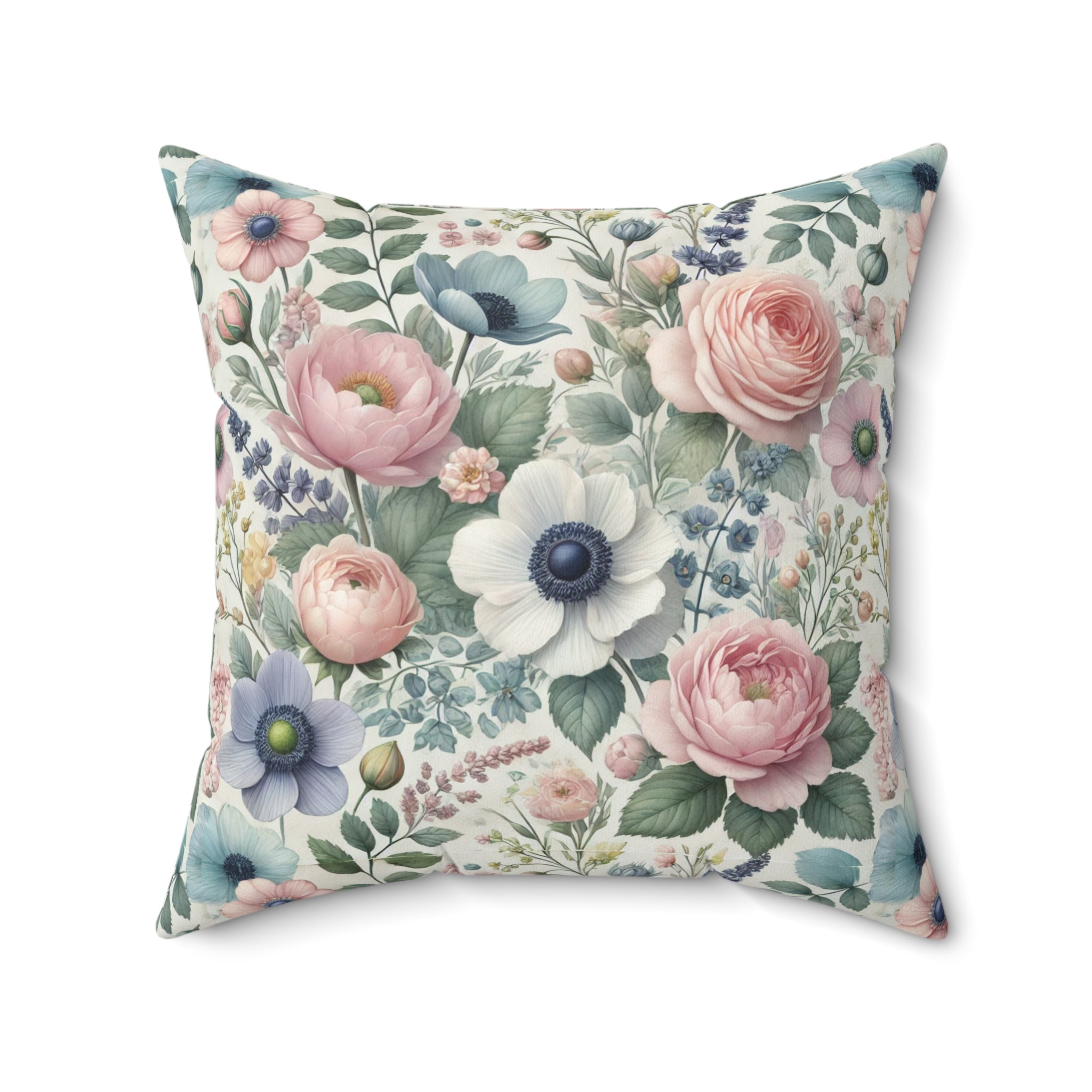 Floral Pastel Square Pillow  Stylish Home Decor Accent for Living Room, Bedroom, or Gifts | Soft & Durable 100% Polyester with Double-Sided Print - MRSBYVALLE