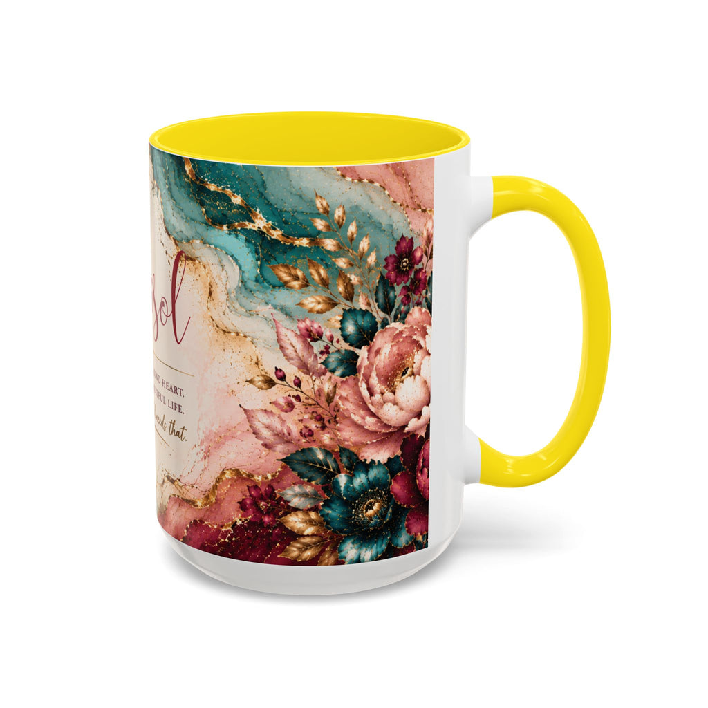Personalized Name Mug for Women, Inspirational Color Handle Coffee Mug, 11 oz or 15 oz Gift for Her