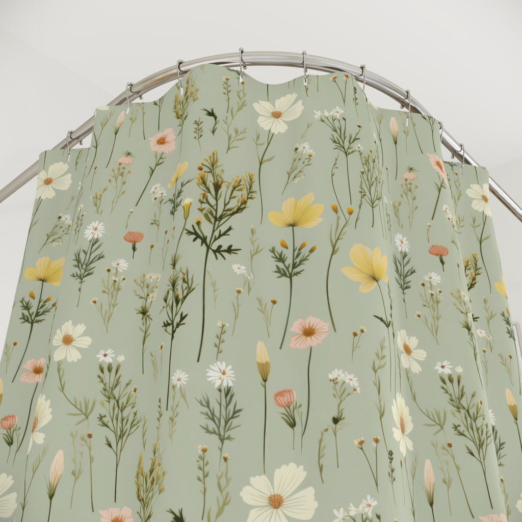 Boho Wildflowers Shower Curtain Vibrant Floral Design for Bohemian Bathroom Décor 100% Polyester, Water-Resistant, and Stylish Upgrade the Bathroom