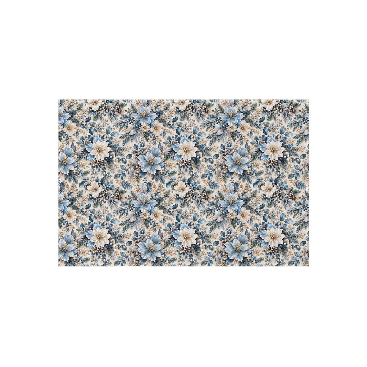 Icy Blue Floral Outdoor Patio Rug
