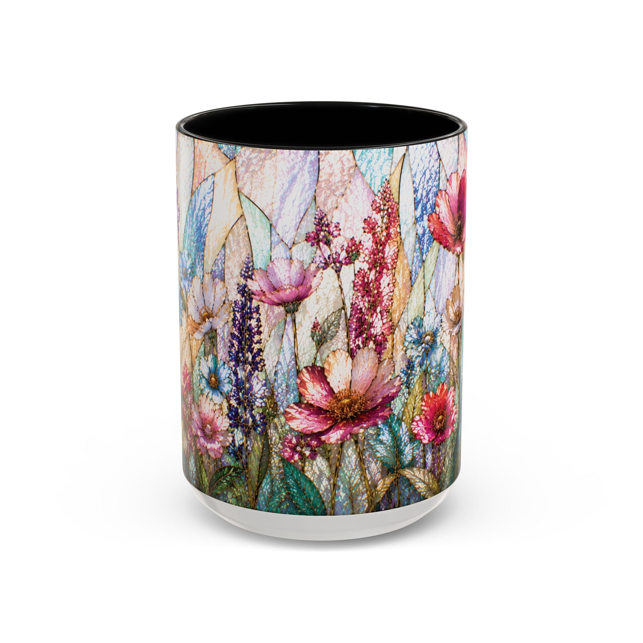 Wildflower Watercolor Coffee Mug Vibrant Wildflower Accent 11/15oz Stain Glass Illusion