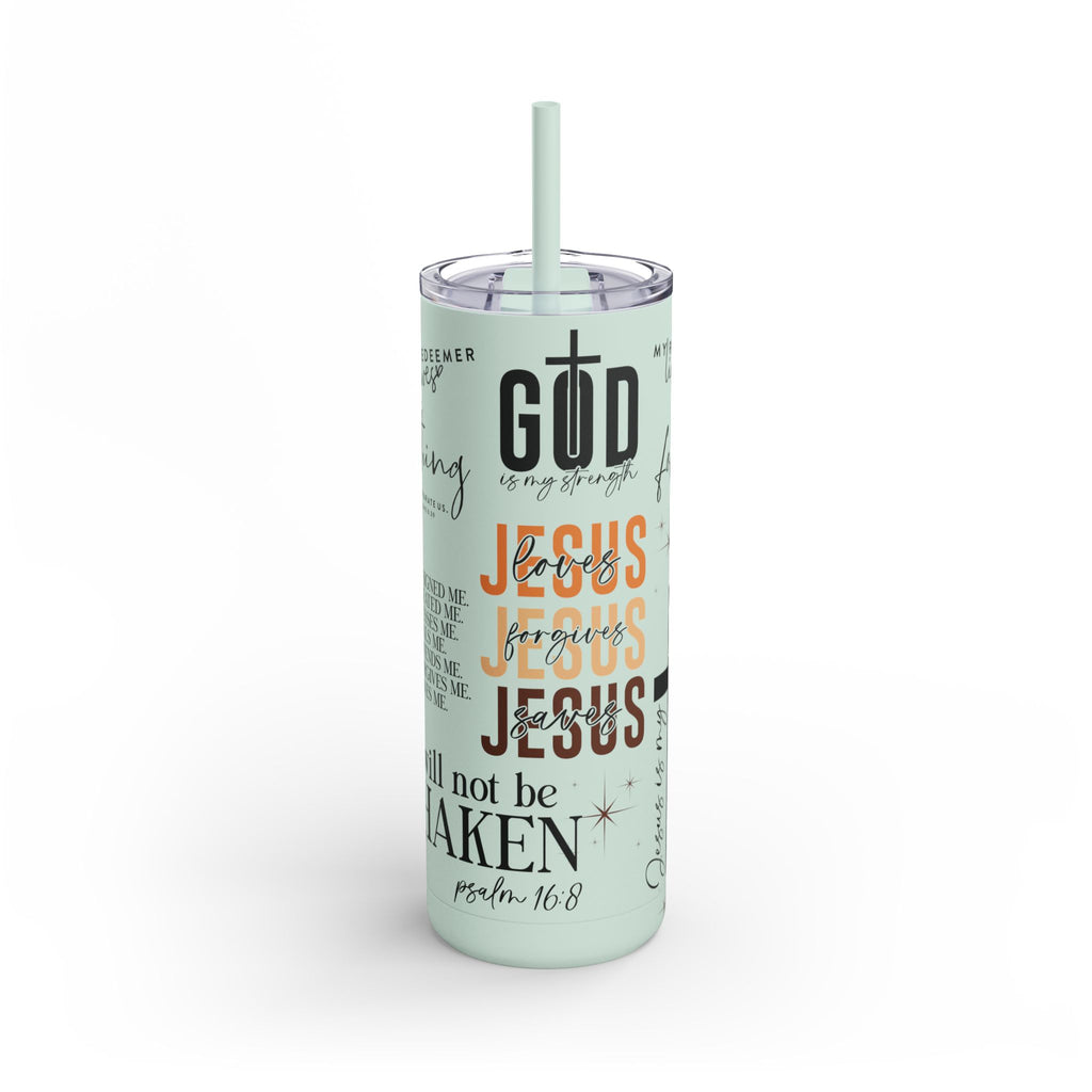 Inspirational Christian Skinny Tumbler 20oz Jesus Faith Gift, Bible Verse Travel Mug, Motivational Drinkware, Christian Prefect Gift