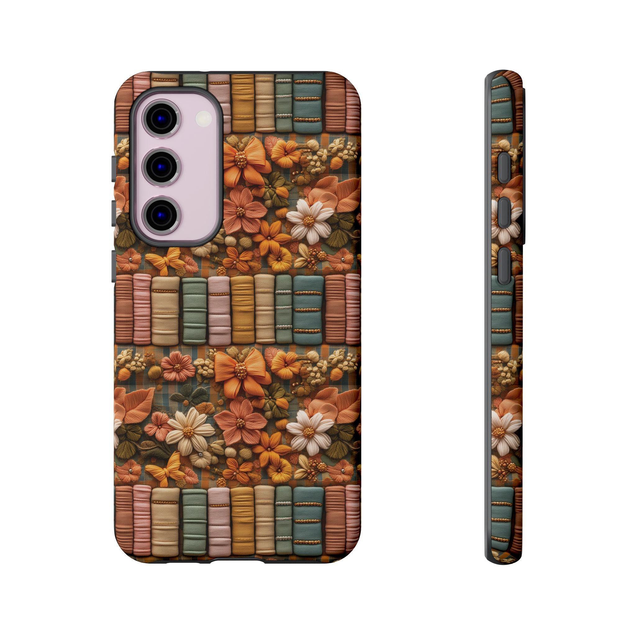 3D Illusion Boho Floral and Books Phone Case Gift for Her Phone 15, Samsung iPhone Samsung Gift for Her Case iPhone 15, Samsung iPhone Samsung Accessory Gift for Her
