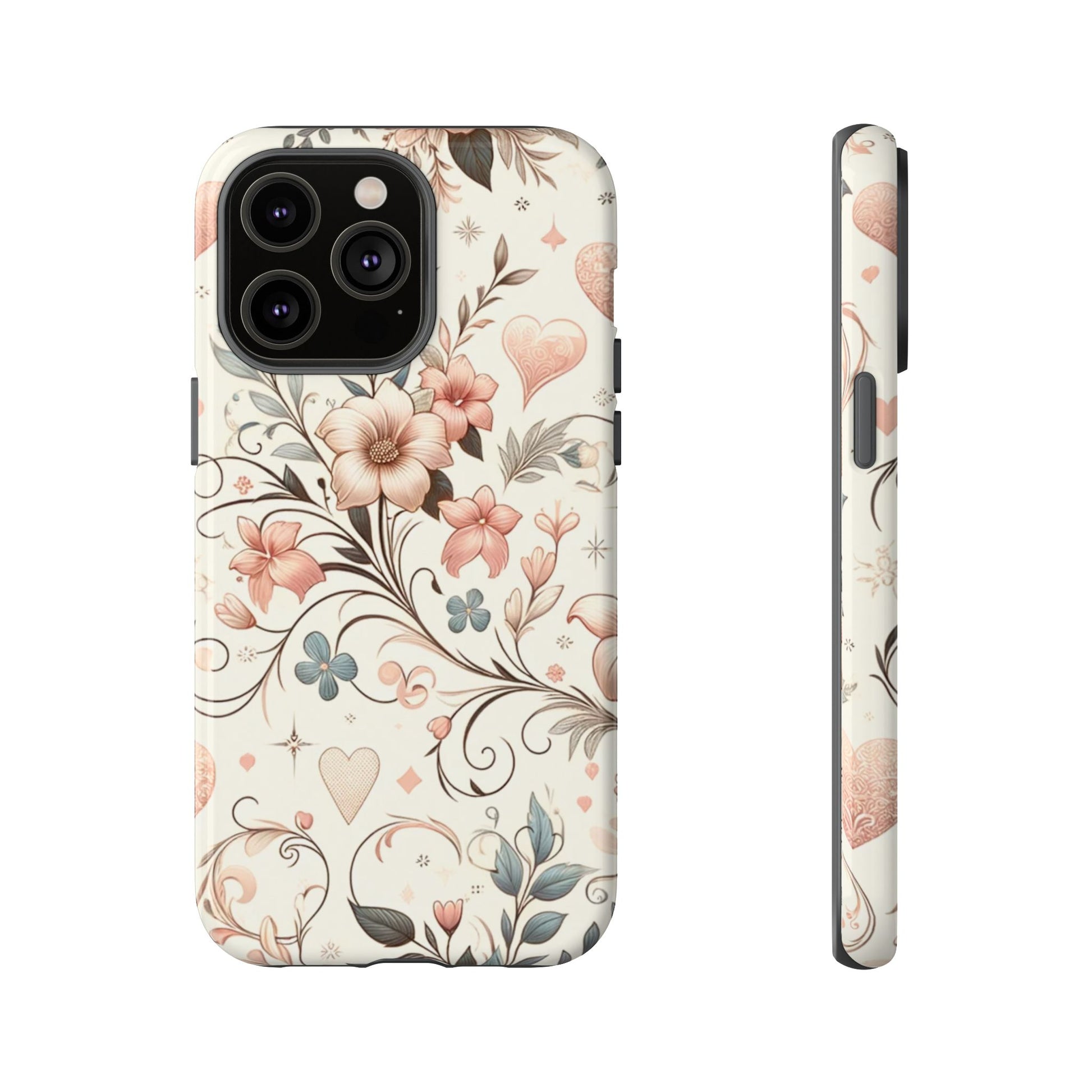 Floral Design Luxury Phone Tough Case Floral Elegant Durable Stylish for Modern Devices iPhone 17, 16 15, Samsung iPhone Samsung Accessory Gift for Her