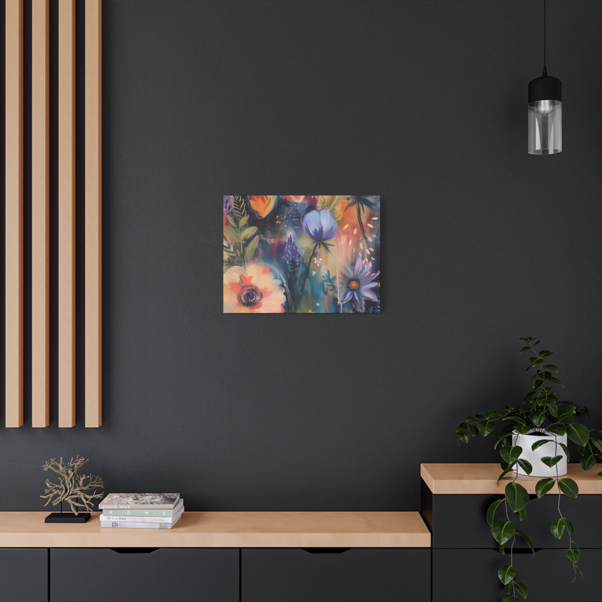 Boho Floral Wall Art Matte Canvas Stretched, Vibrant Botanical Design, Perfect for Living Room, Bedroom, or Office Decor, Adds a Stylish Touch to Any Space1.25" - MRSBYVALLE