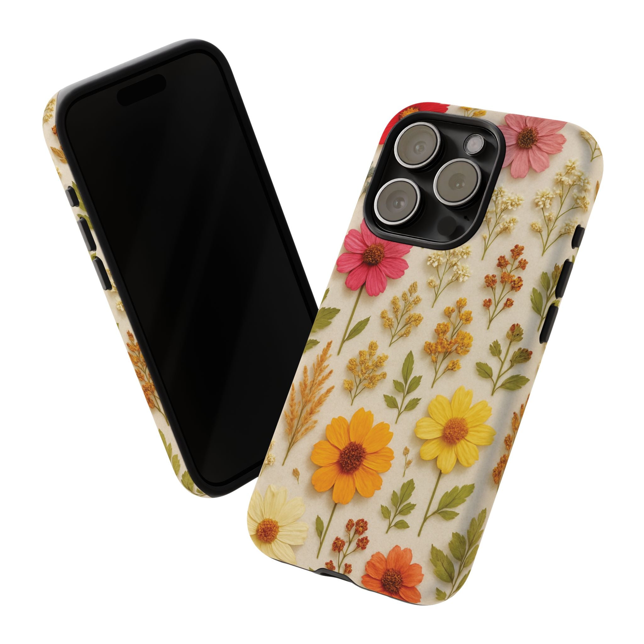Dried Flowers Illusion Phone Case – Realistic Botanical Aesthetic, Colorful Pressed Floral Art, Trendy Nature-Inspired Protective Cover  iPhone & Samsung Models