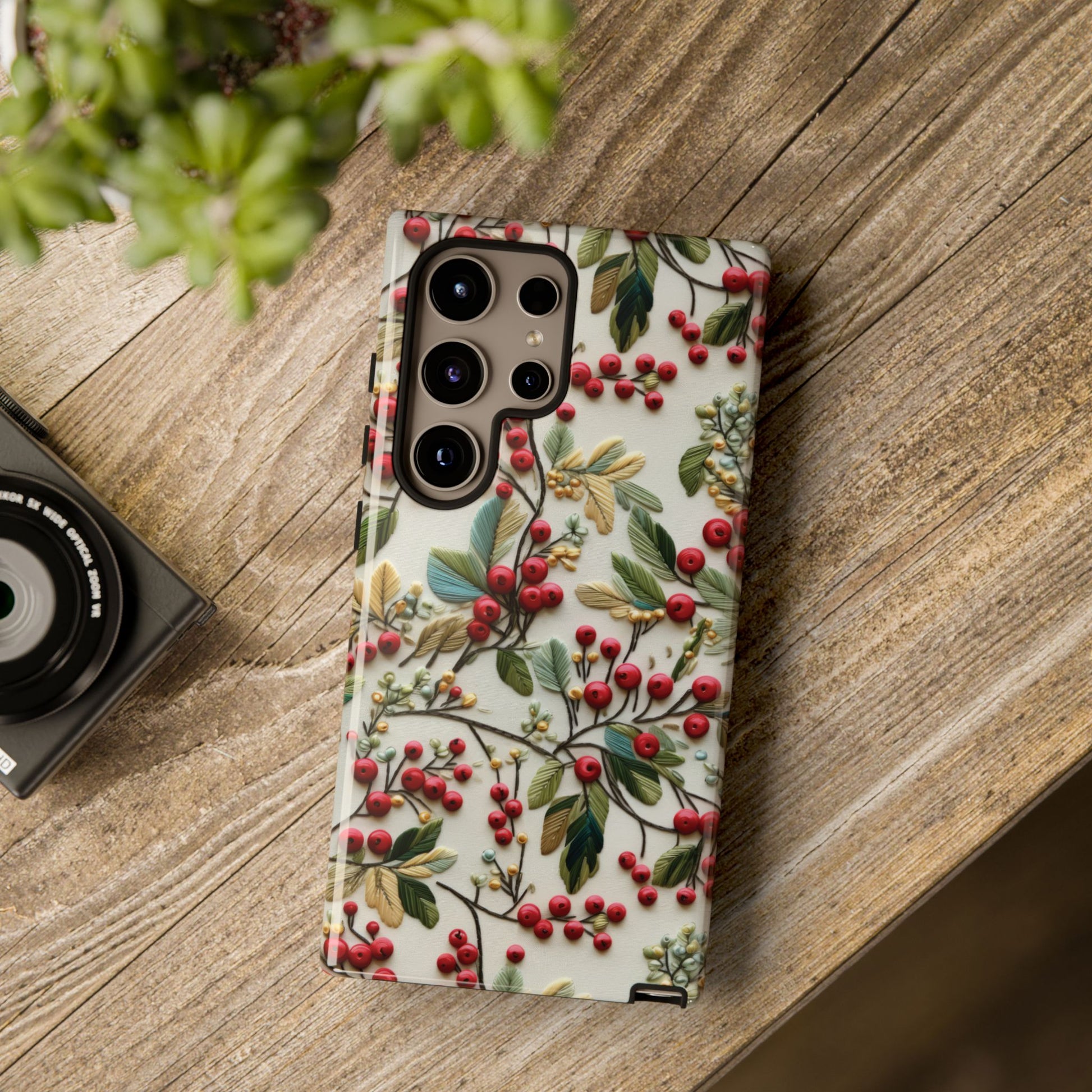 Holly Christmas Wildflowers Boho Chic Design Phone Case - Stylish, Protective Cover for All Models Gift for Mom Accessory Gift for Her