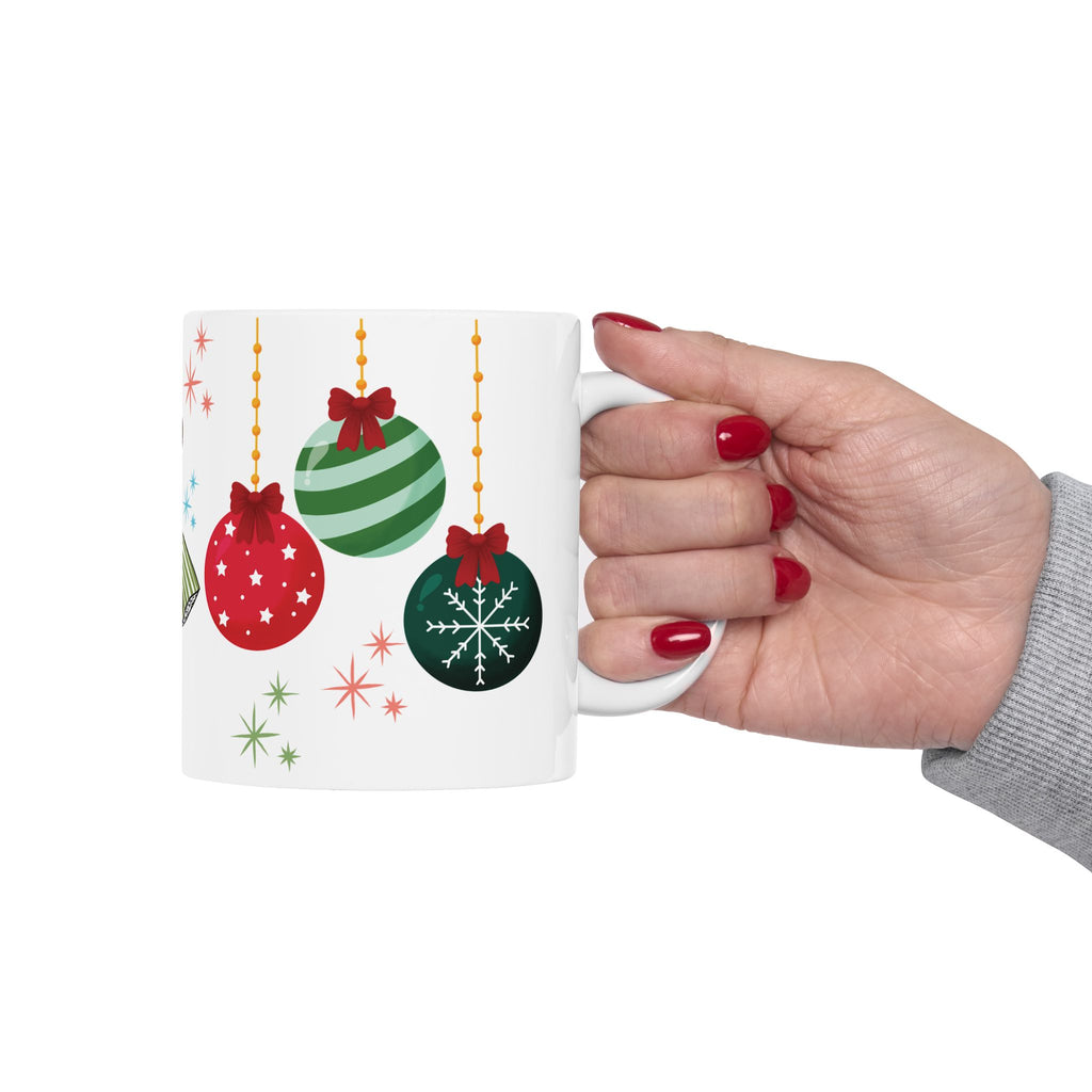 Tasse de Noël Rétro Glam Années 50 | Tasse à Café Vintage pour les Fêtes, Vaisselle de Noël Festive du Milieu du Siècle, Cadeau pour Maman