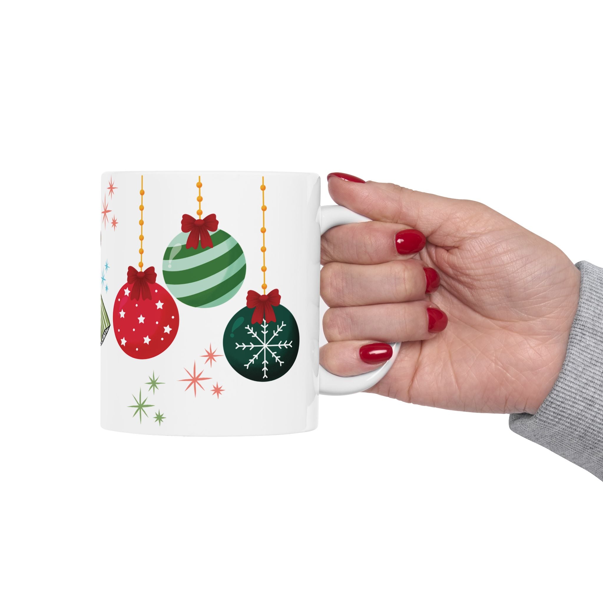 Tasse de Noël Rétro Glam Années 50 | Tasse à Café Vintage pour les Fêtes, Vaisselle de Noël Festive du Milieu du Siècle, Cadeau pour Maman