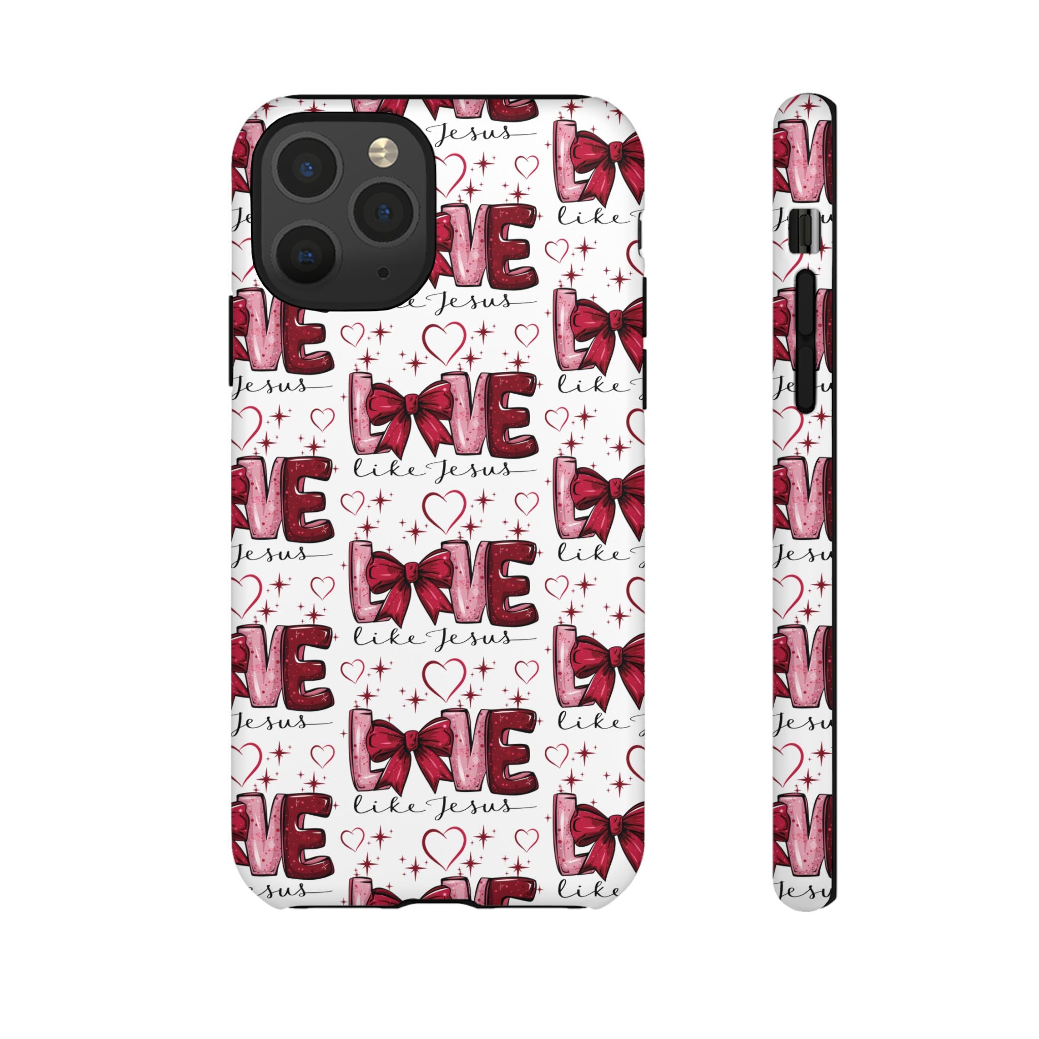 Love Like Jesus Red Bows and Hearts—Tough, Faithful Phone Cases & Religious iPhone Accessories: Protect Your Device & Show Your Faith