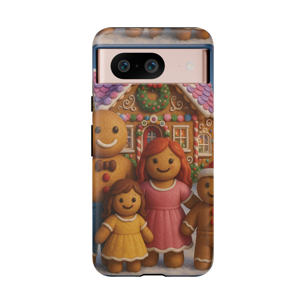 Coque de téléphone esthétique Famille en Pain d'Épices – Design d'inspiration vintage sur le thème de Noël – Étui stylé pour modèles iPhone et Samsung Galaxy